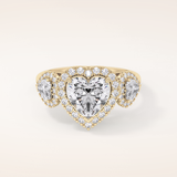 2.17 CT Heart Shaped Three Stone Moissanite Engagement Ring