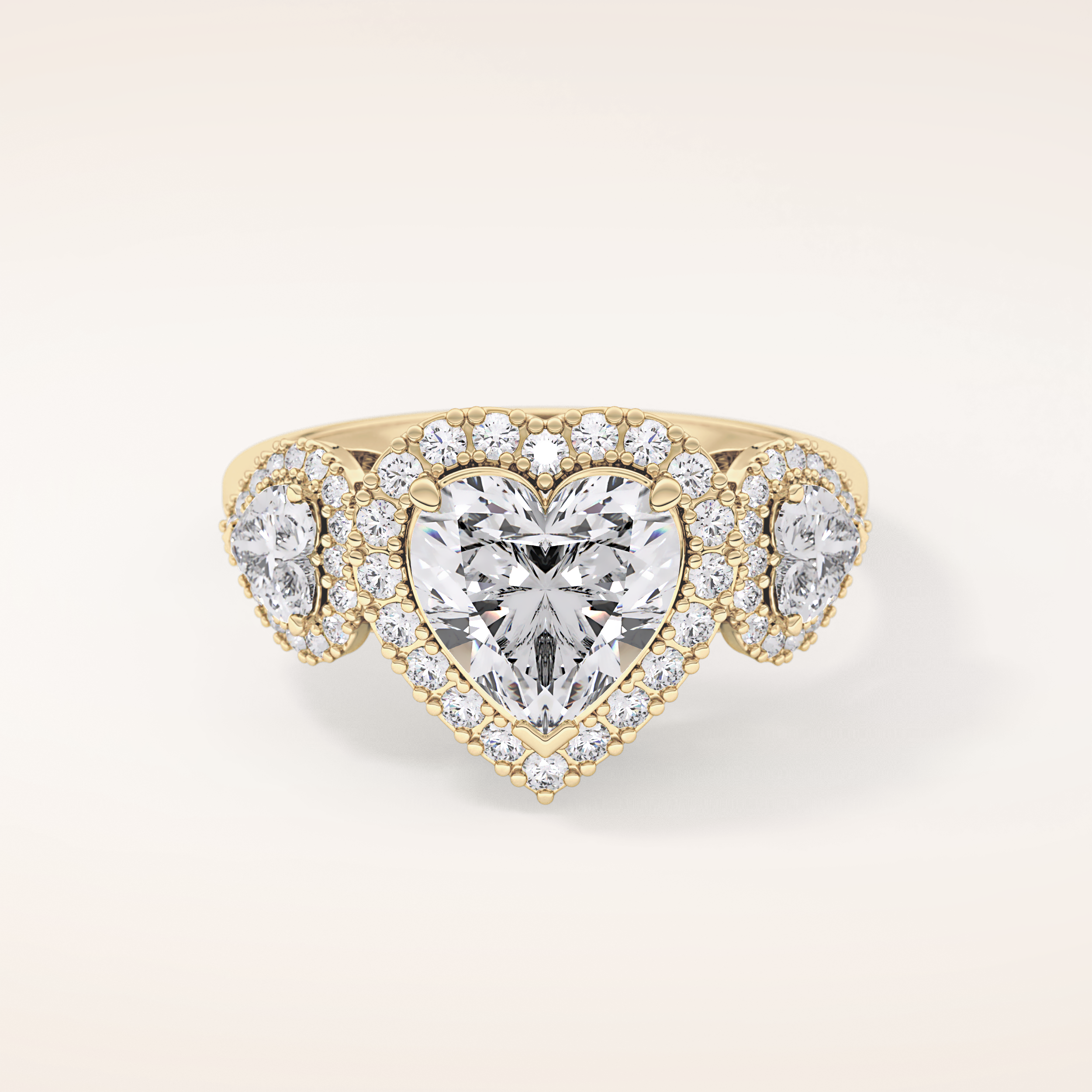 2.17 CT Heart Shaped Three Stone Moissanite Engagement Ring