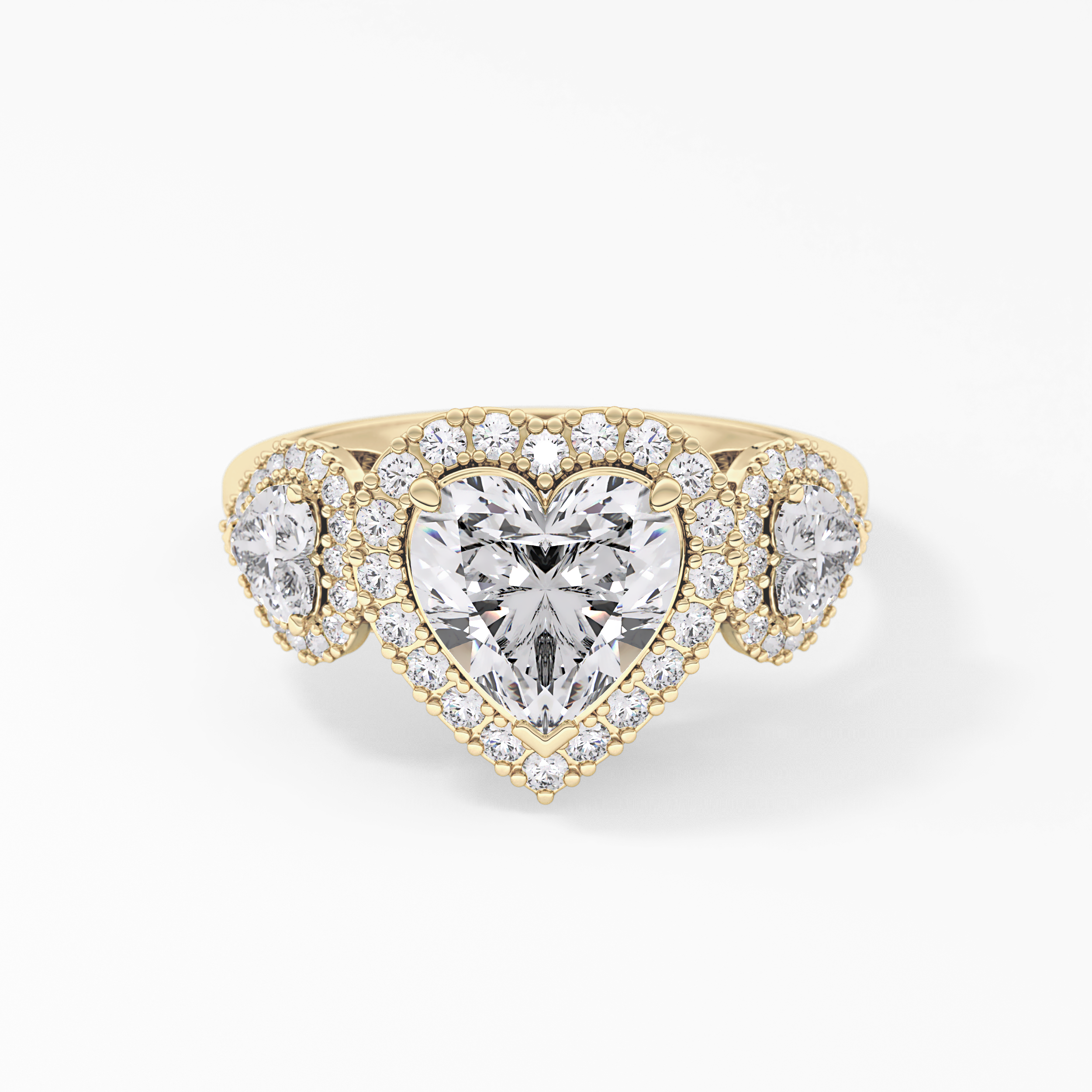 Heart Three Stone Lab Grown Diamond Engagement Ring