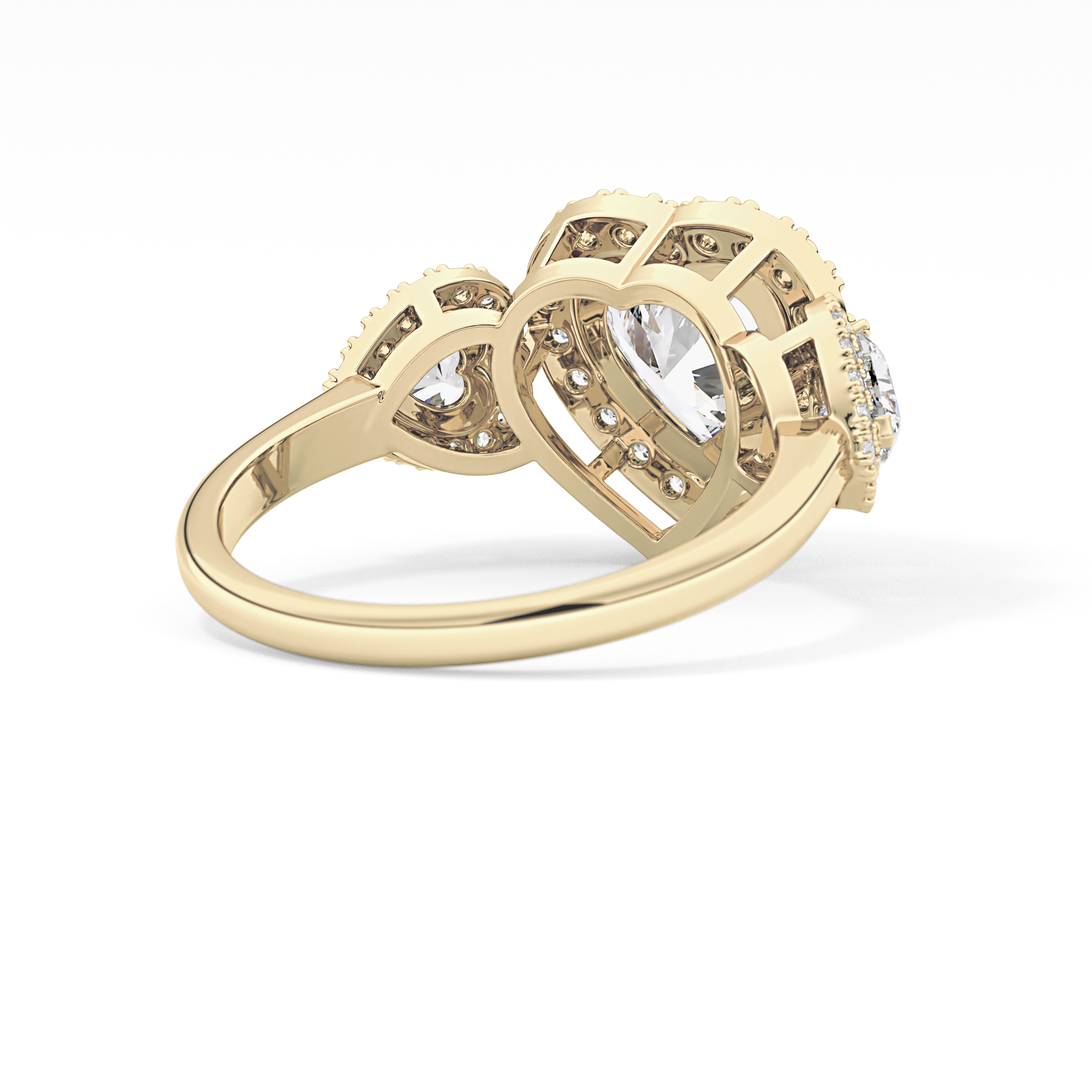 Heart Three Stone Lab Grown Diamond Engagement Ring