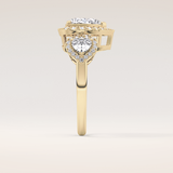 2.17 CT Heart Shaped Three Stone Moissanite Engagement Ring
