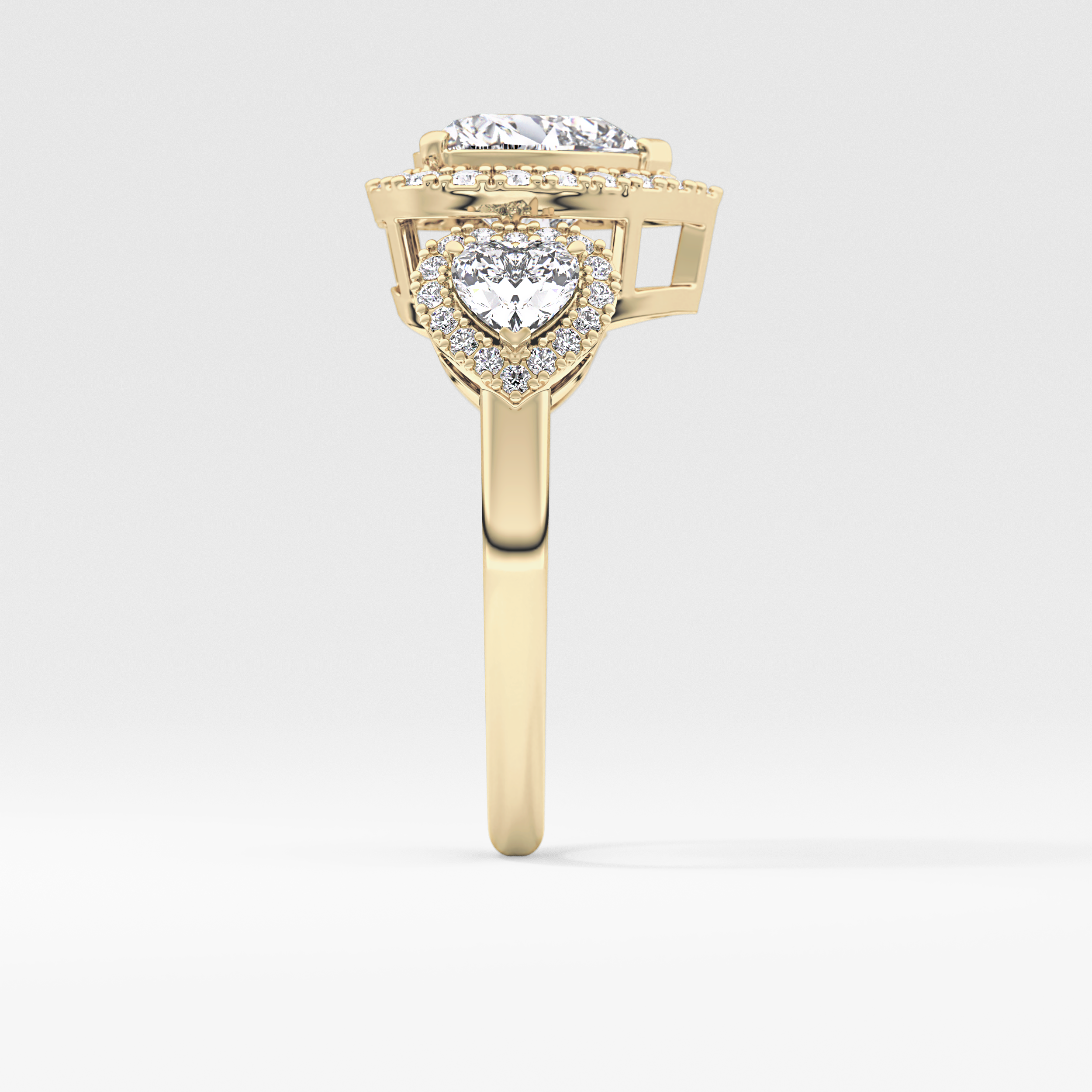 Heart Three Stone Lab Grown Diamond Engagement Ring
