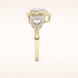 2.17 CT Heart Shaped Three Stone Moissanite Engagement Ring