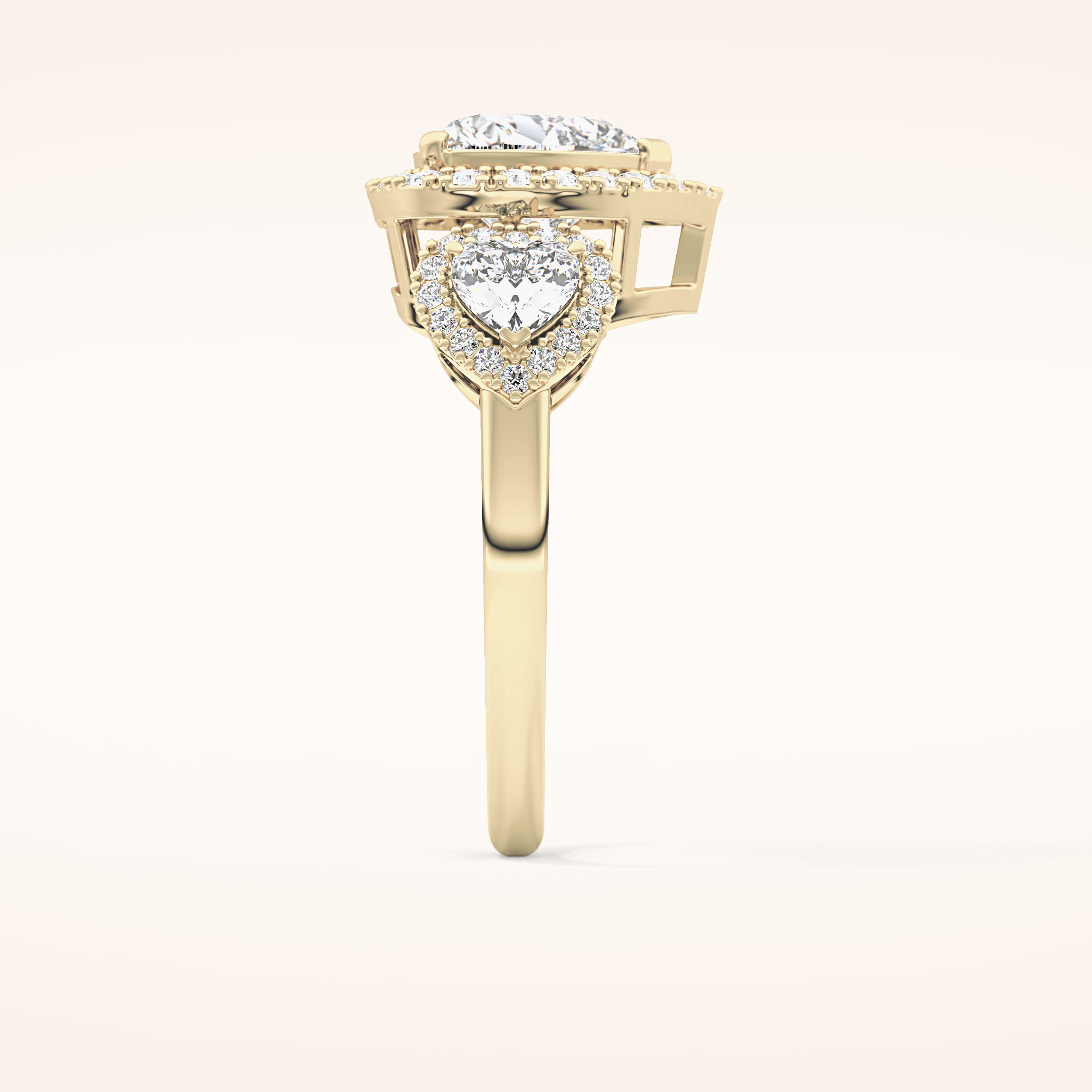 2.17 CT Heart Shaped Three Stone Moissanite Engagement Ring