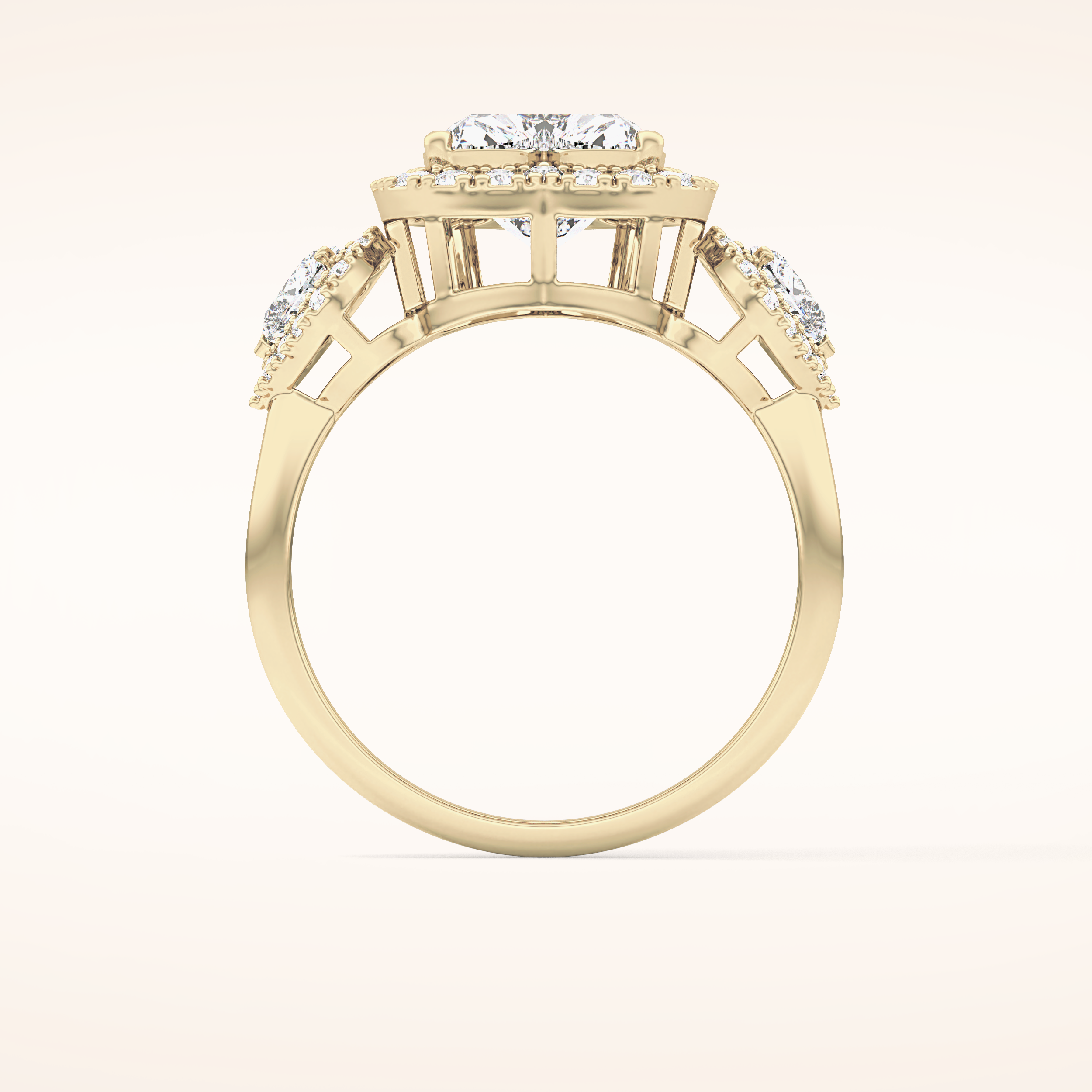 2.17 CT Heart Shaped Three Stone Moissanite Engagement Ring