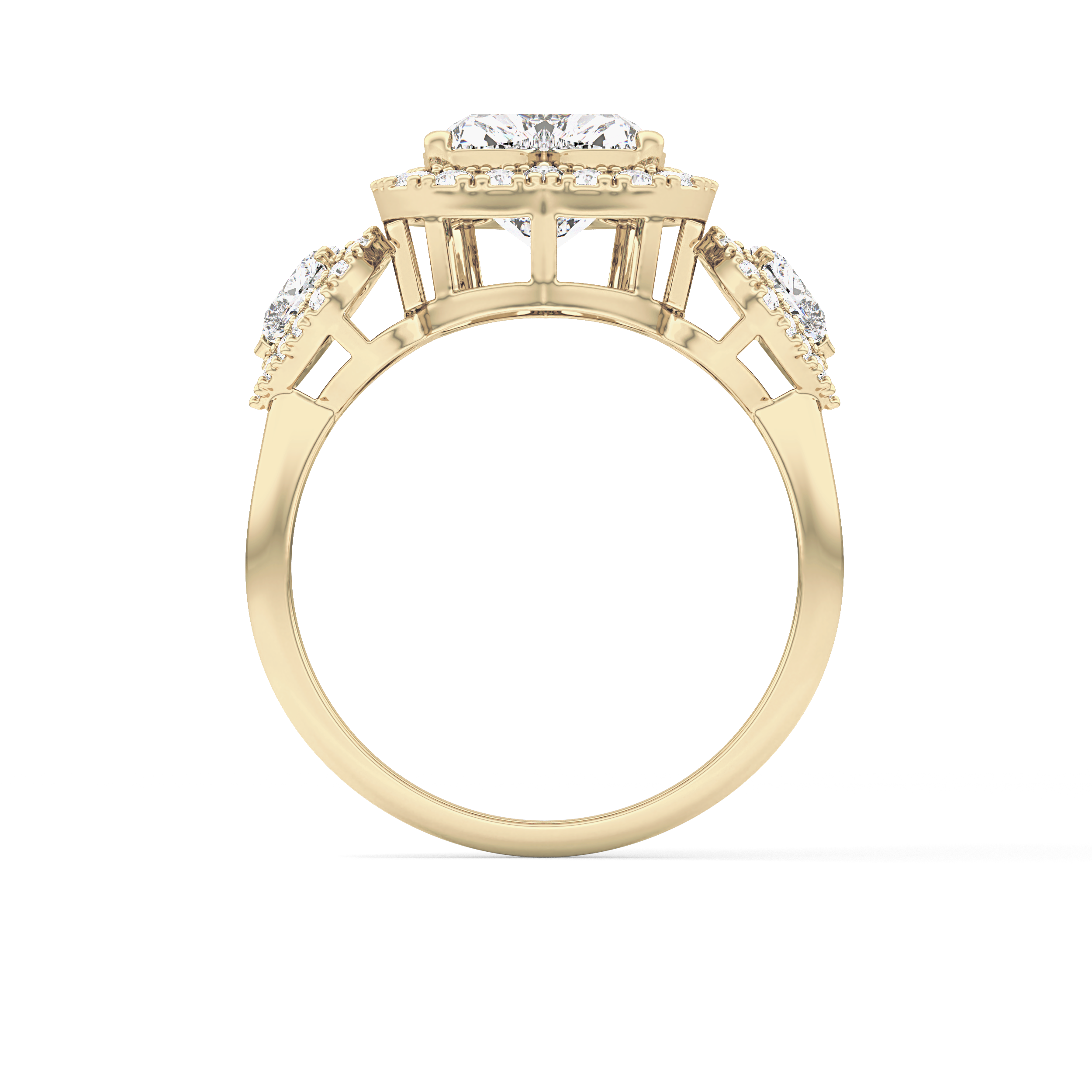 Heart Three Stone Lab Grown Diamond Engagement Ring