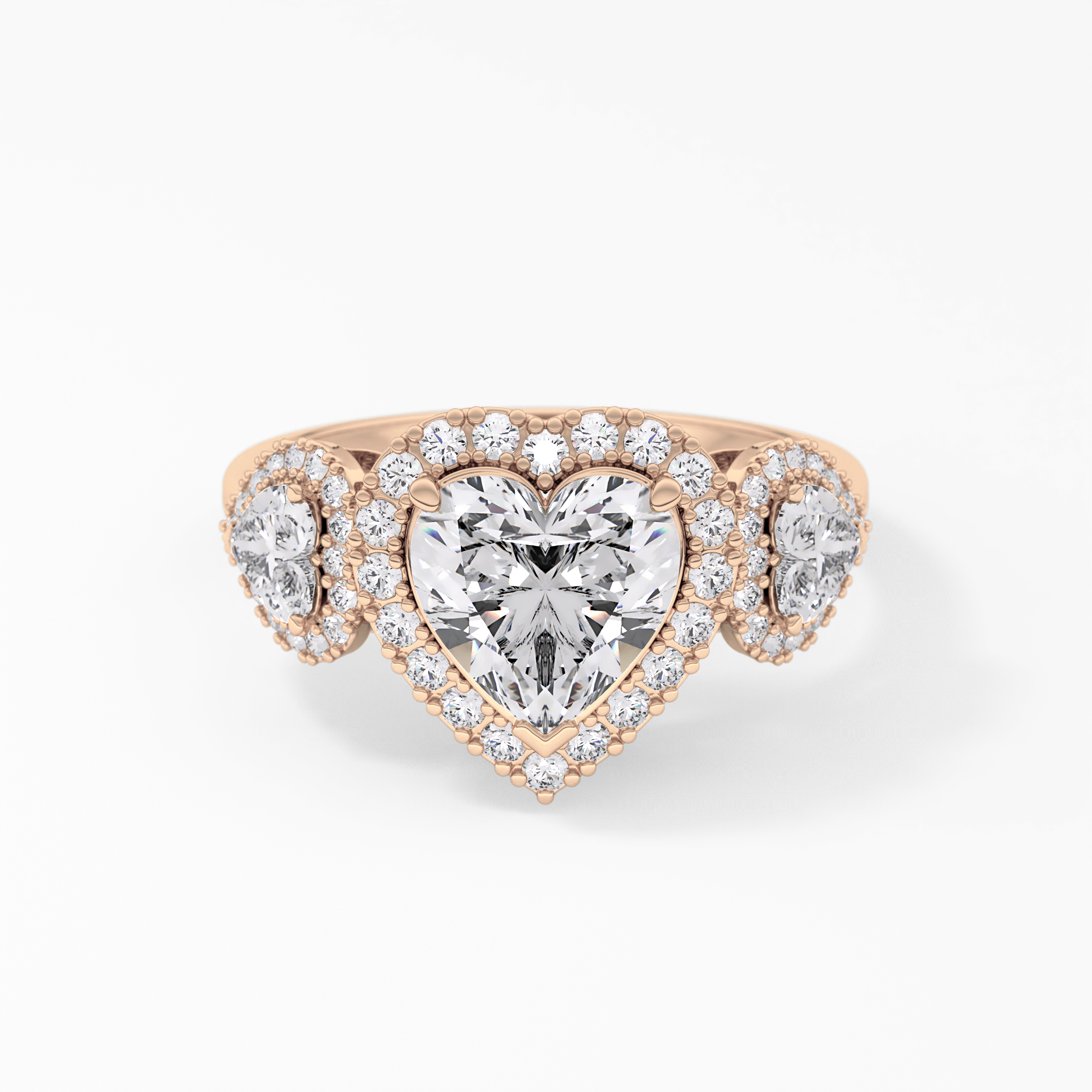 Heart Three Stone Lab Grown Diamond Engagement Ring
