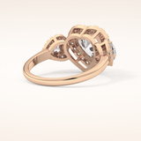 2.17 CT Heart Shaped Three Stone Moissanite Engagement Ring