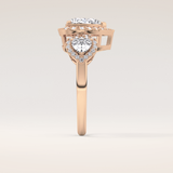 2.17 CT Heart Shaped Three Stone Moissanite Engagement Ring