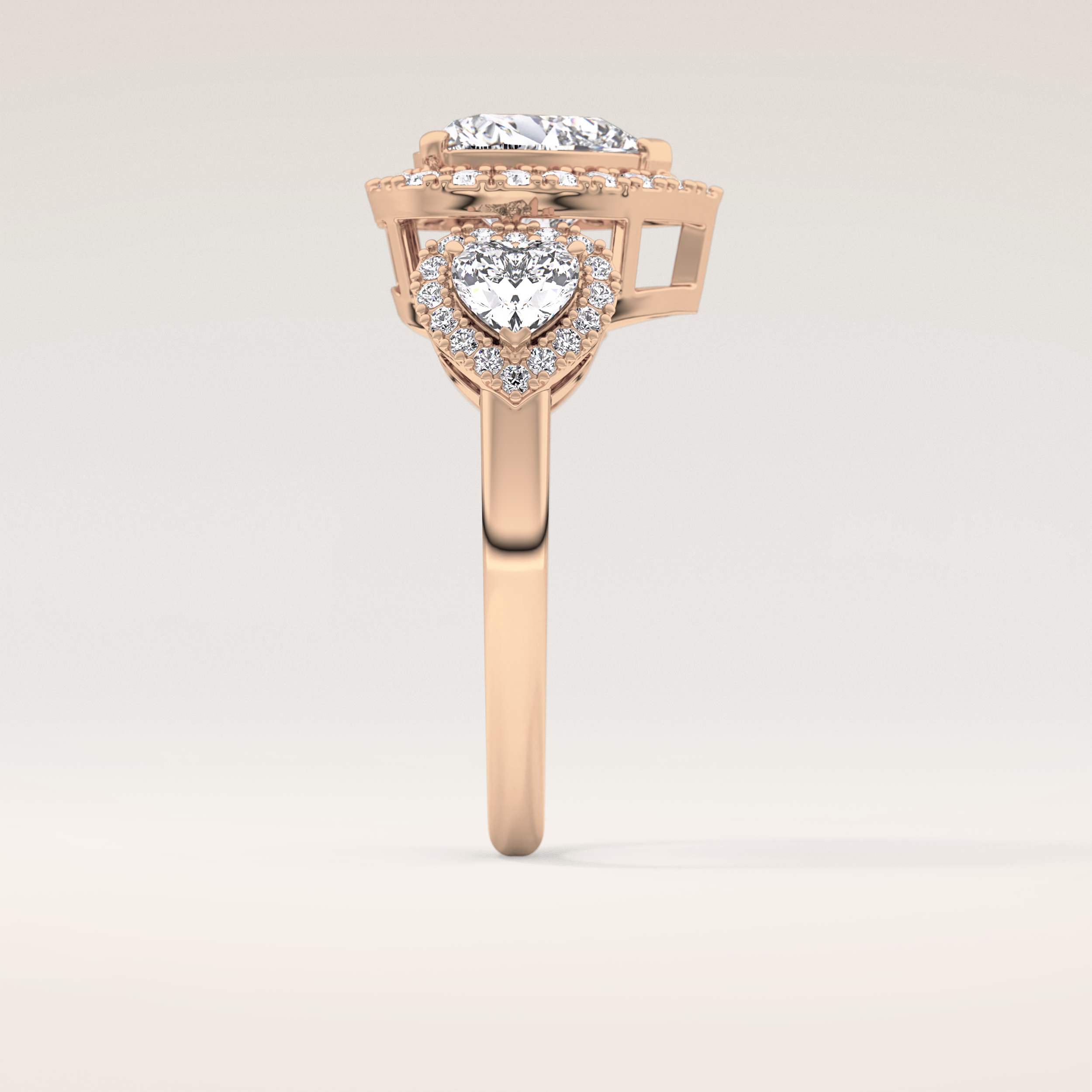 2.17 CT Heart Shaped Three Stone Moissanite Engagement Ring