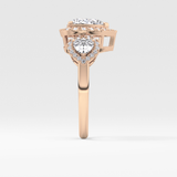 Heart Three Stone Lab Grown Diamond Engagement Ring