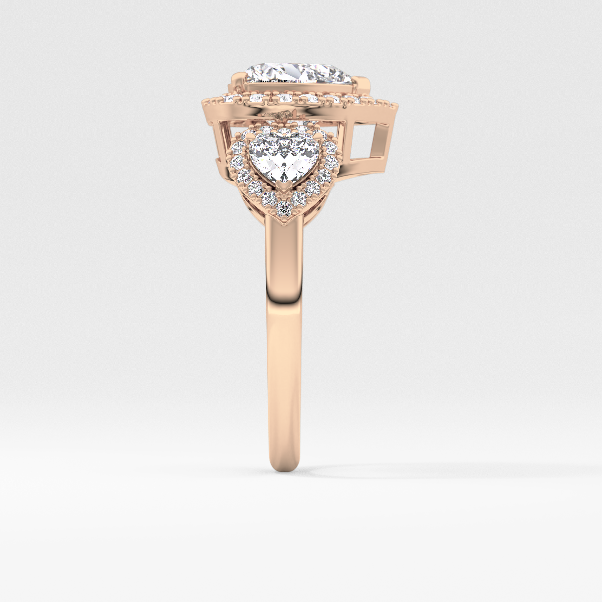 Heart Three Stone Lab Grown Diamond Engagement Ring