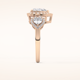 2.17 CT Heart Shaped Three Stone Moissanite Engagement Ring
