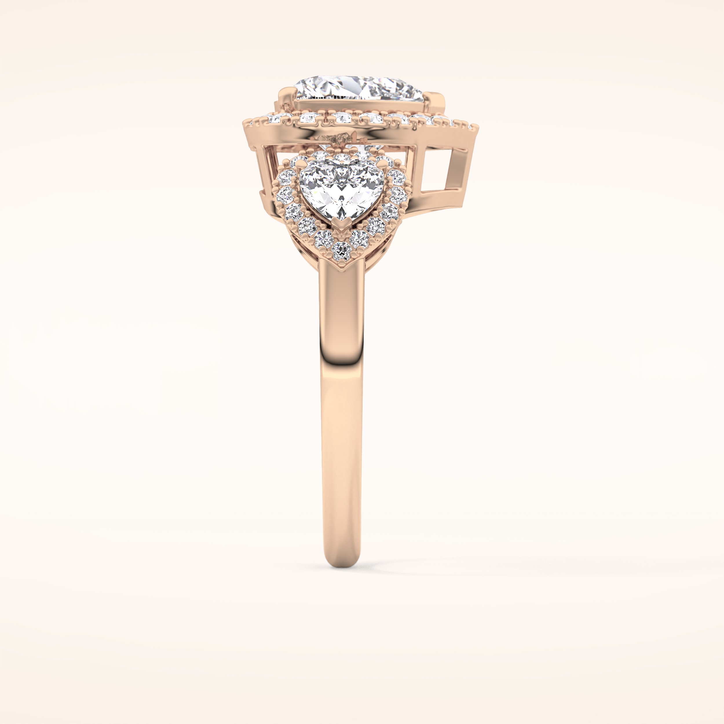2.17 CT Heart Shaped Three Stone Moissanite Engagement Ring