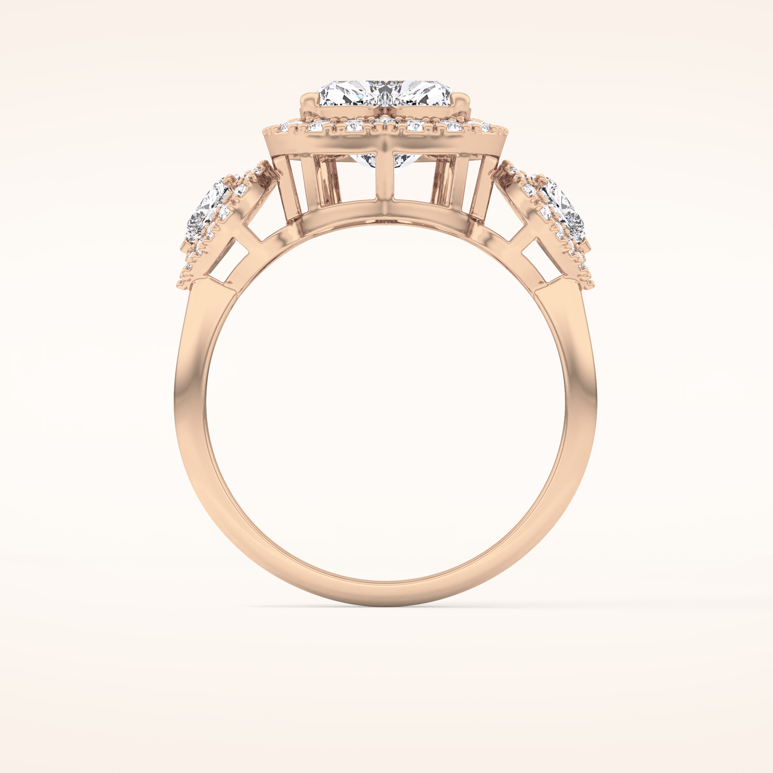 2.17 CT Heart Shaped Three Stone Moissanite Engagement Ring