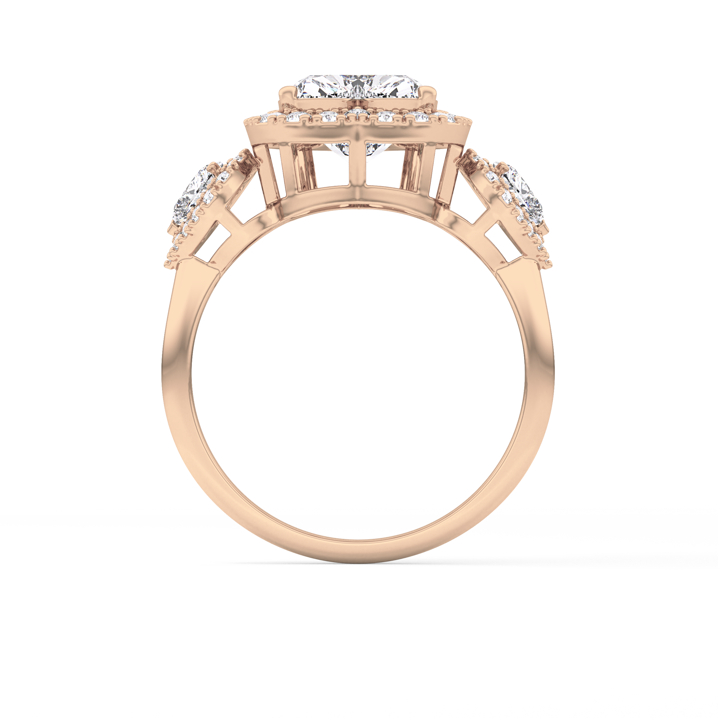 Heart Three Stone Lab Grown Diamond Engagement Ring
