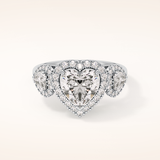 2.17 CT Heart Shaped Three Stone Moissanite Engagement Ring
