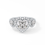 Heart Three Stone Lab Grown Diamond Engagement Ring