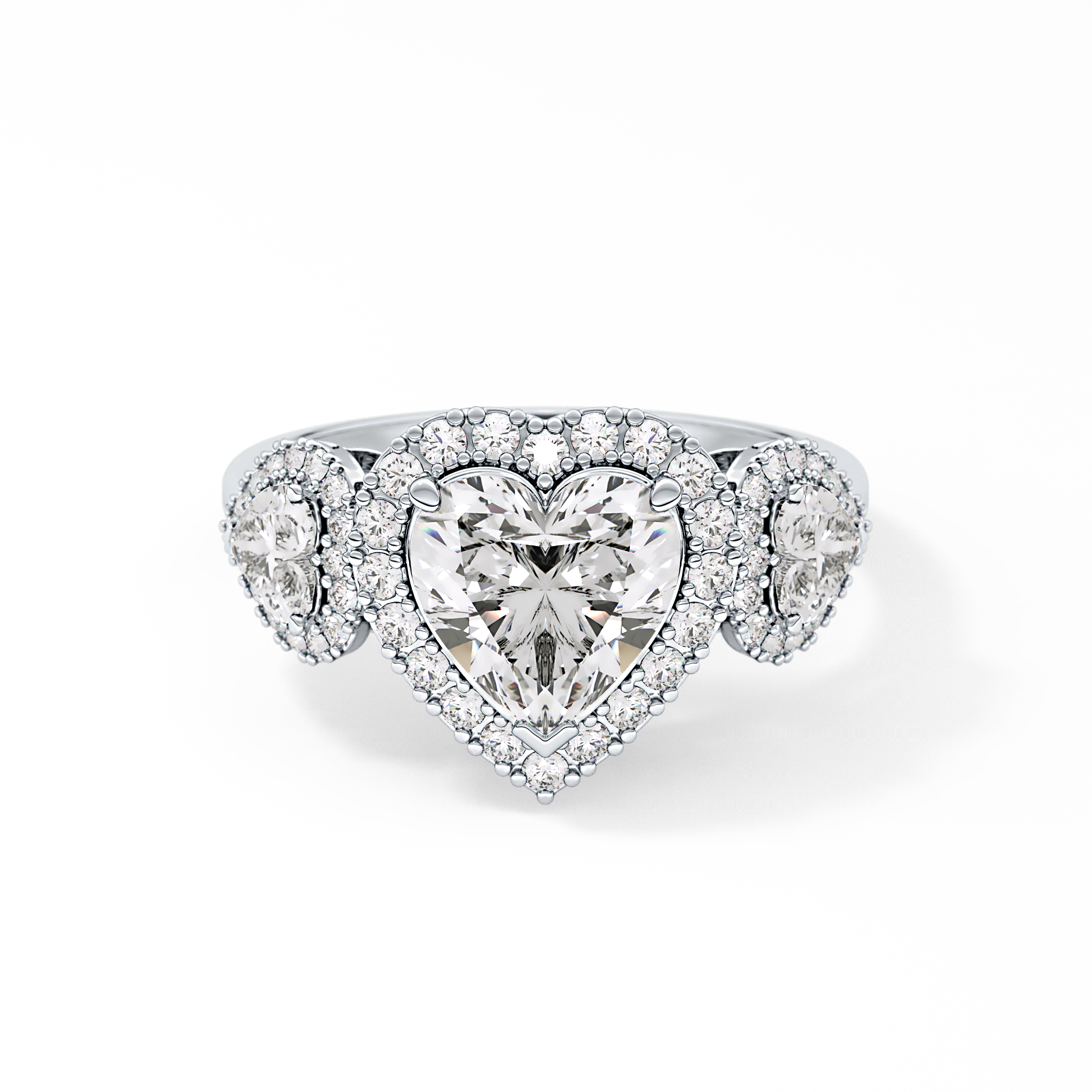 Heart Three Stone Lab Grown Diamond Engagement Ring