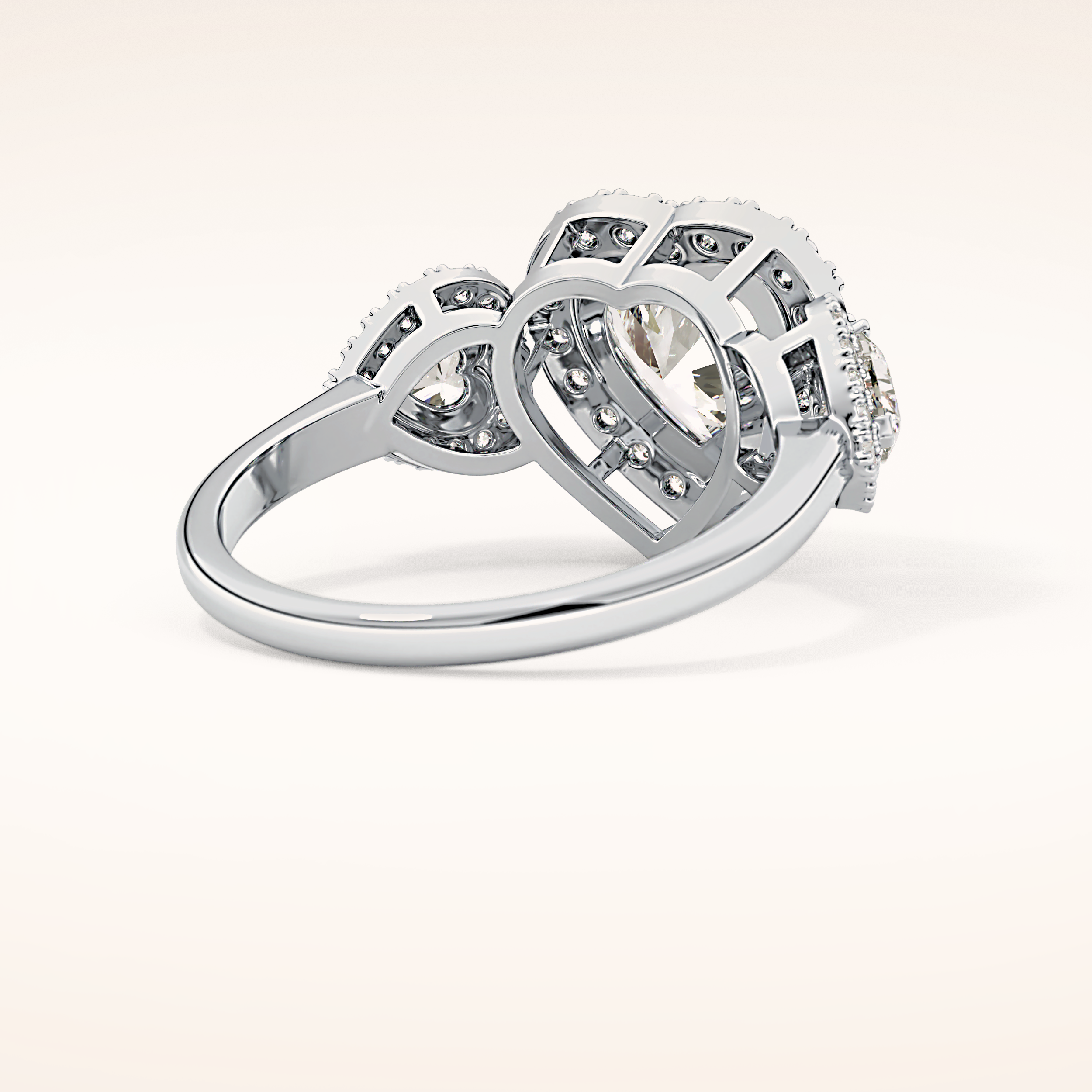 2.17 CT Heart Shaped Three Stone Moissanite Engagement Ring