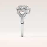 2.17 CT Heart Shaped Three Stone Moissanite Engagement Ring