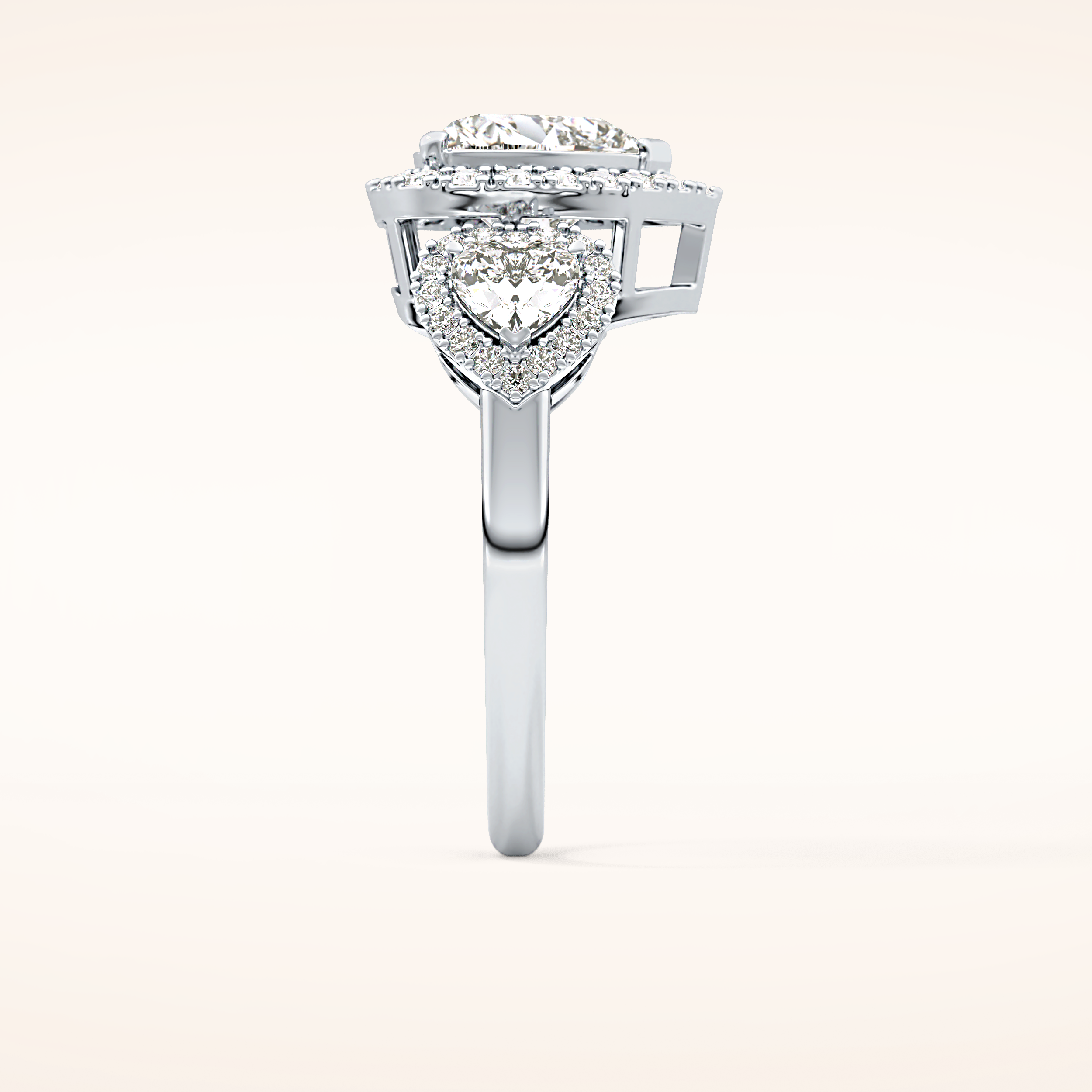 2.17 CT Heart Shaped Three Stone Moissanite Engagement Ring