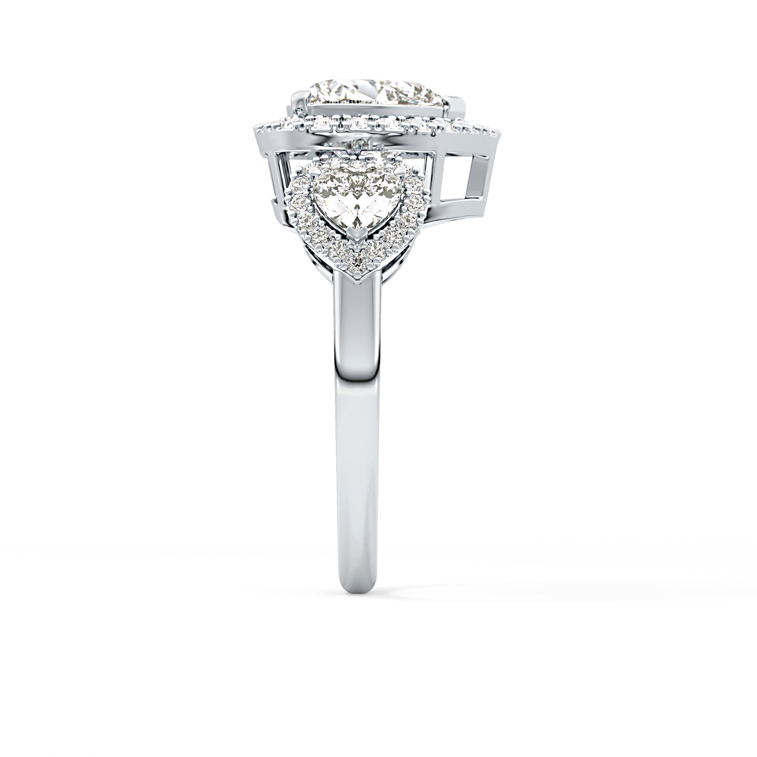 Heart Three Stone Lab Grown Diamond Engagement Ring