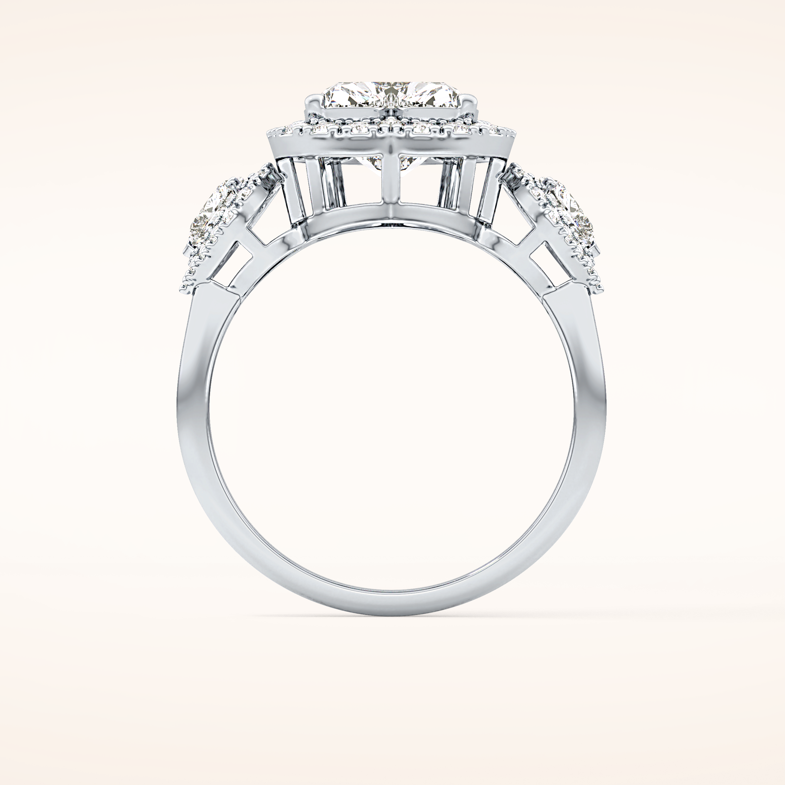 2.17 CT Heart Shaped Three Stone Moissanite Engagement Ring