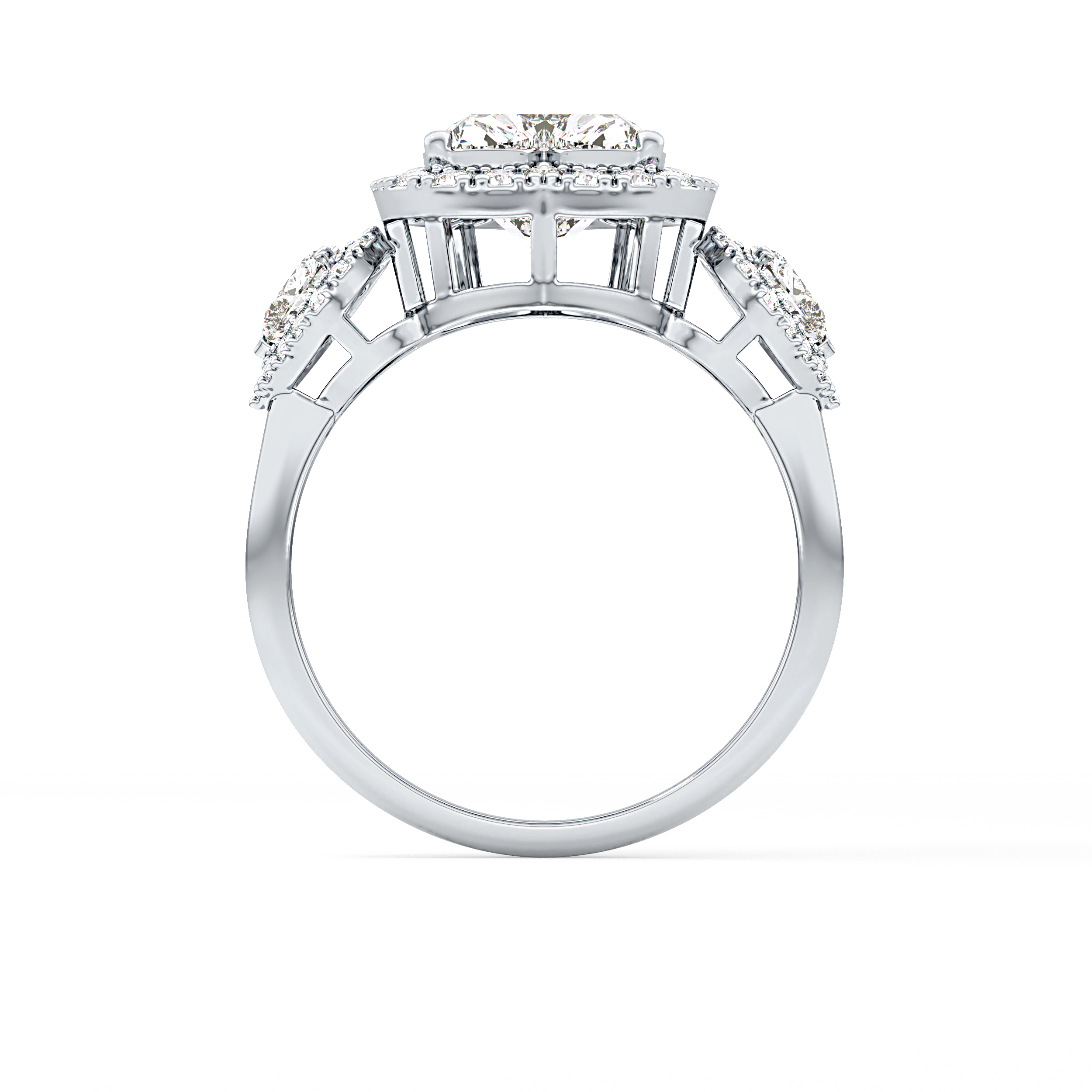Heart Three Stone Lab Grown Diamond Engagement Ring