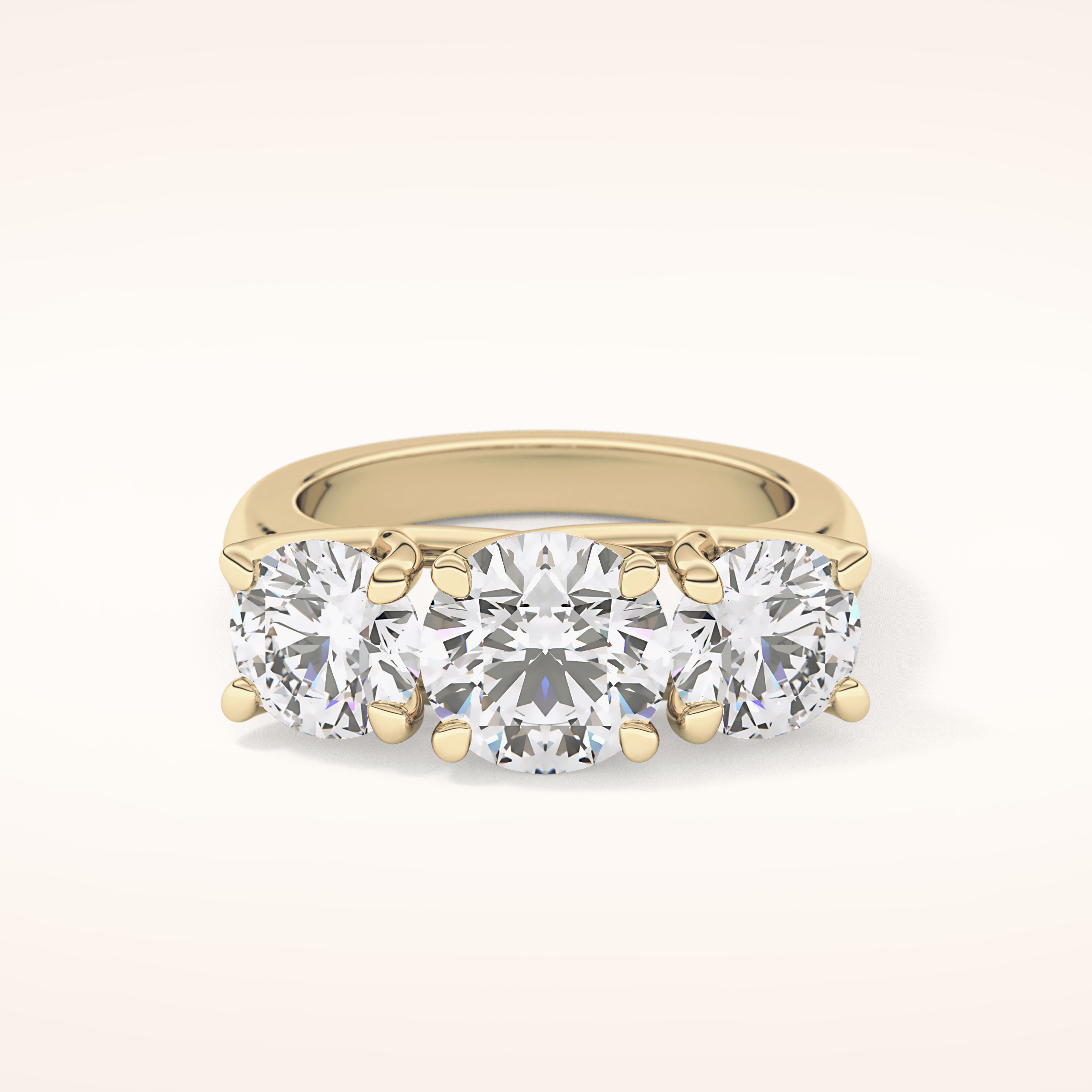 1.92 CT Round Shaped Three Stone Moissanite Engagement Ring
