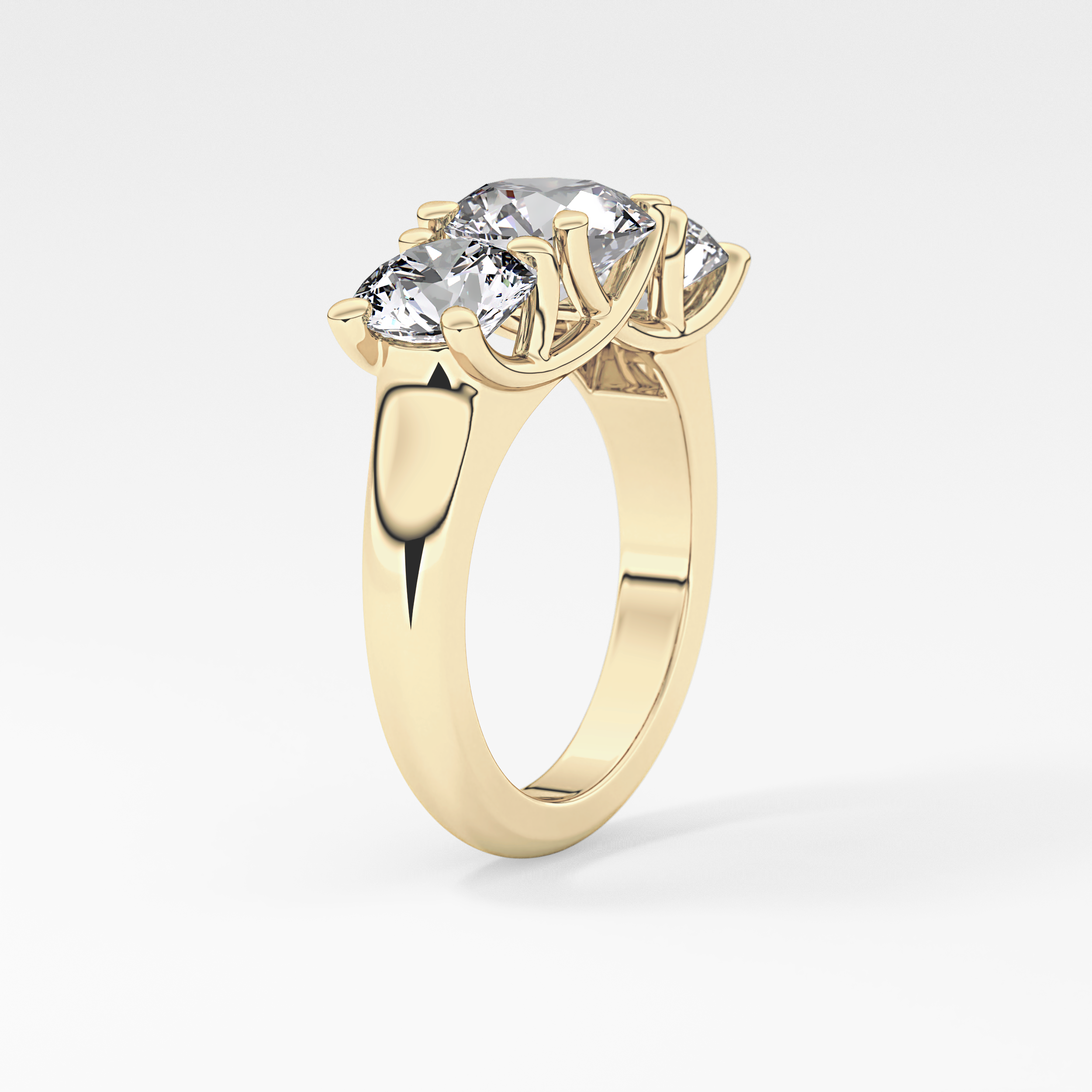 Round Three Stone Lab Grown Diamond Engagement Ring