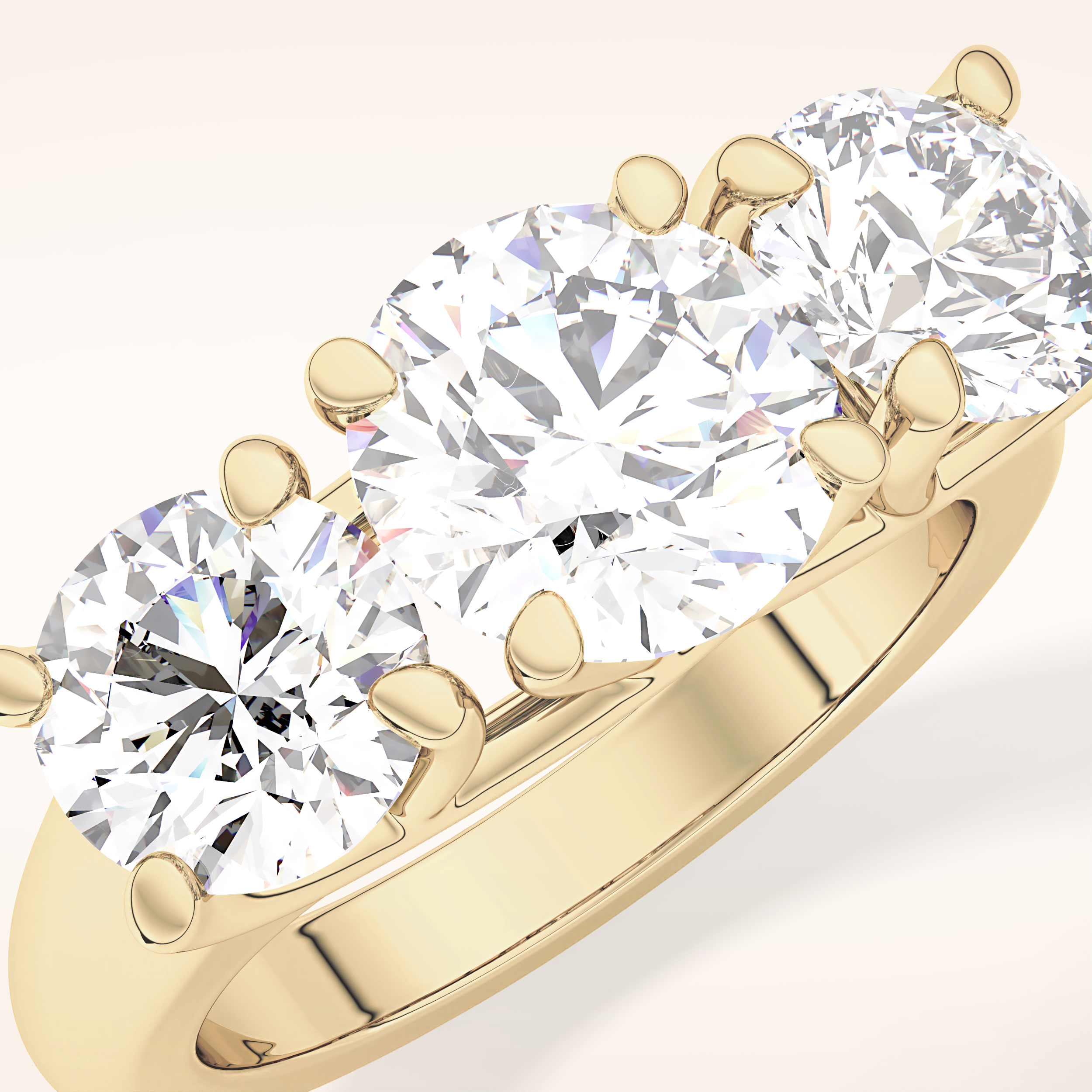 1.92 CT Round Shaped Three Stone Moissanite Engagement Ring