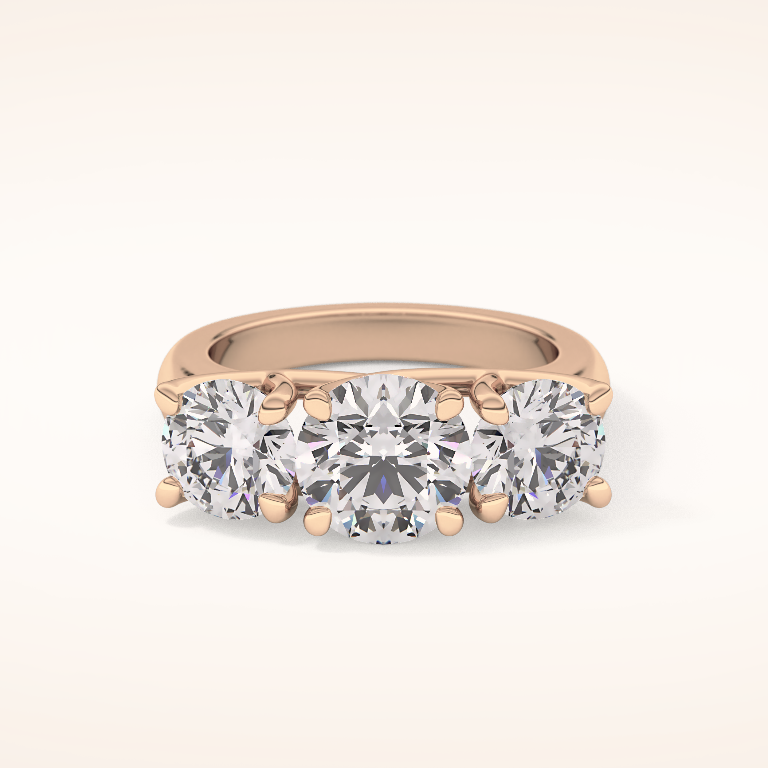 1.92 CT Round Shaped Three Stone Moissanite Engagement Ring