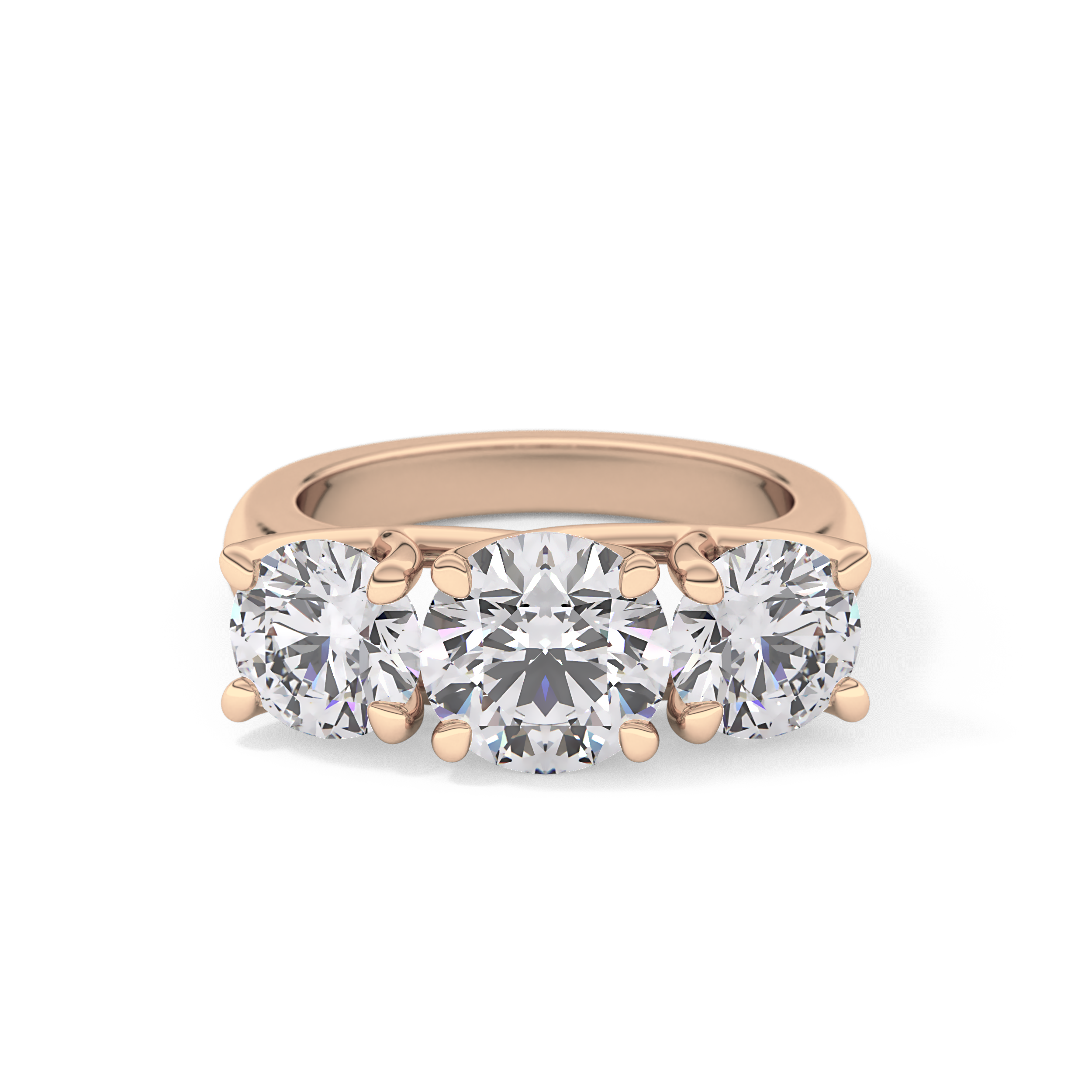 Round Three Stone Lab Grown Diamond Engagement Ring