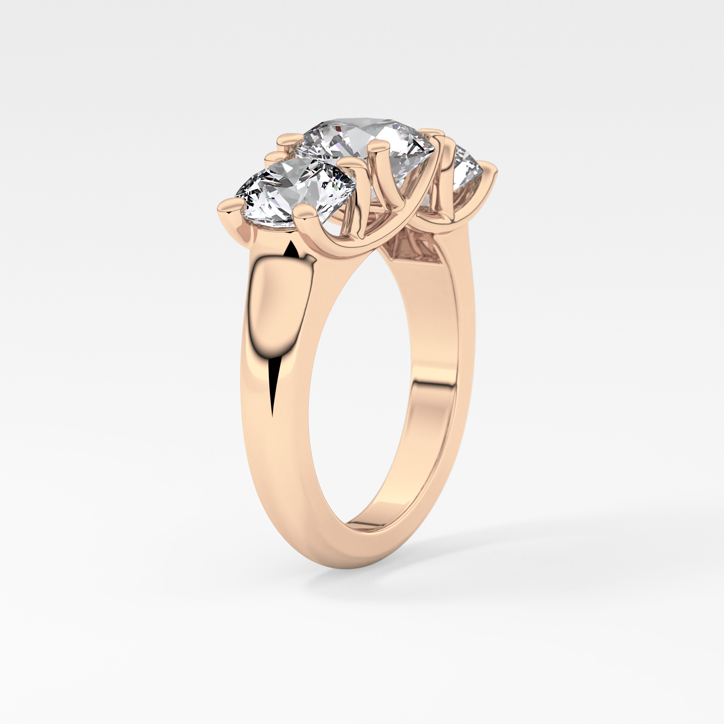 Round Three Stone Lab Grown Diamond Engagement Ring