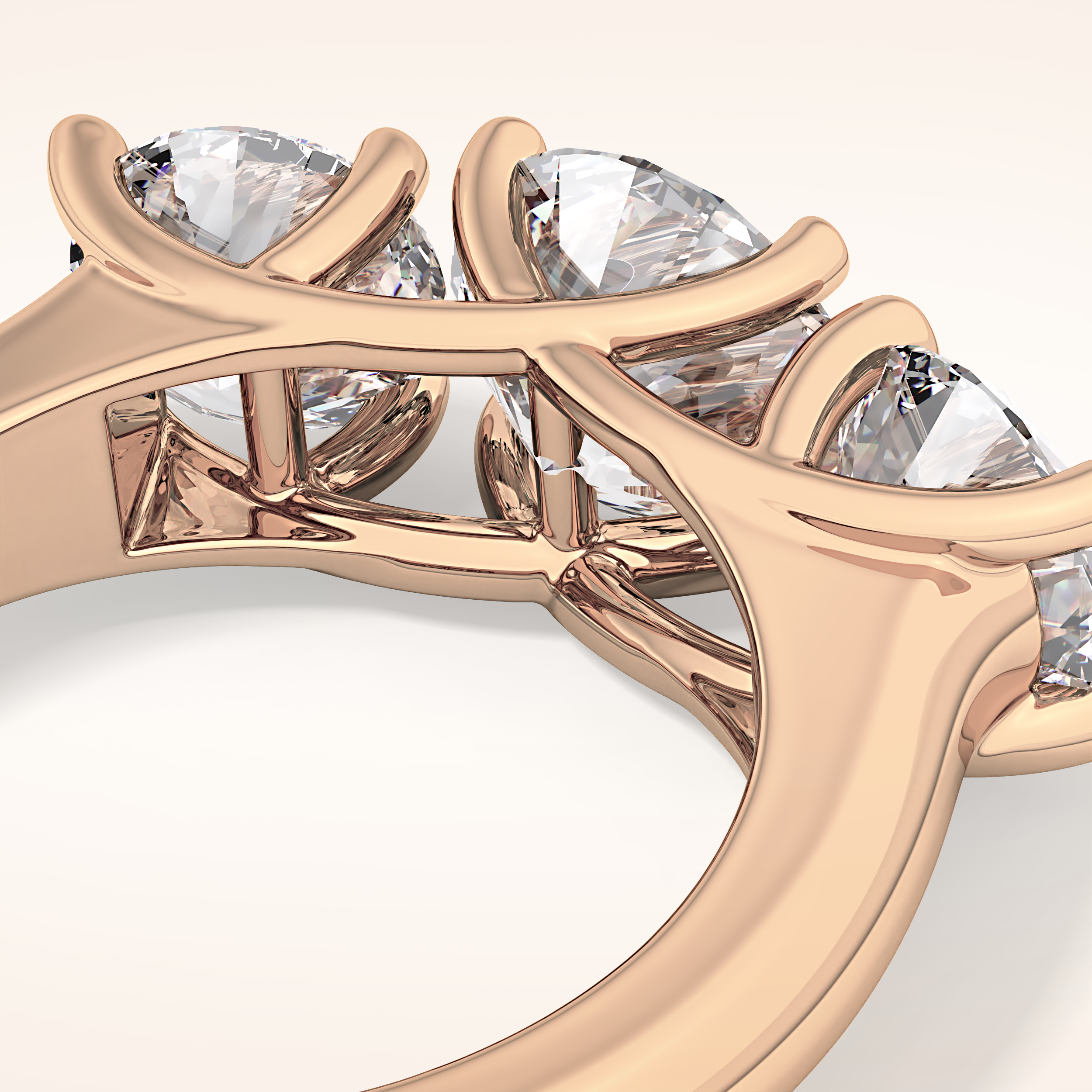 1.92 CT Round Shaped Three Stone Moissanite Engagement Ring