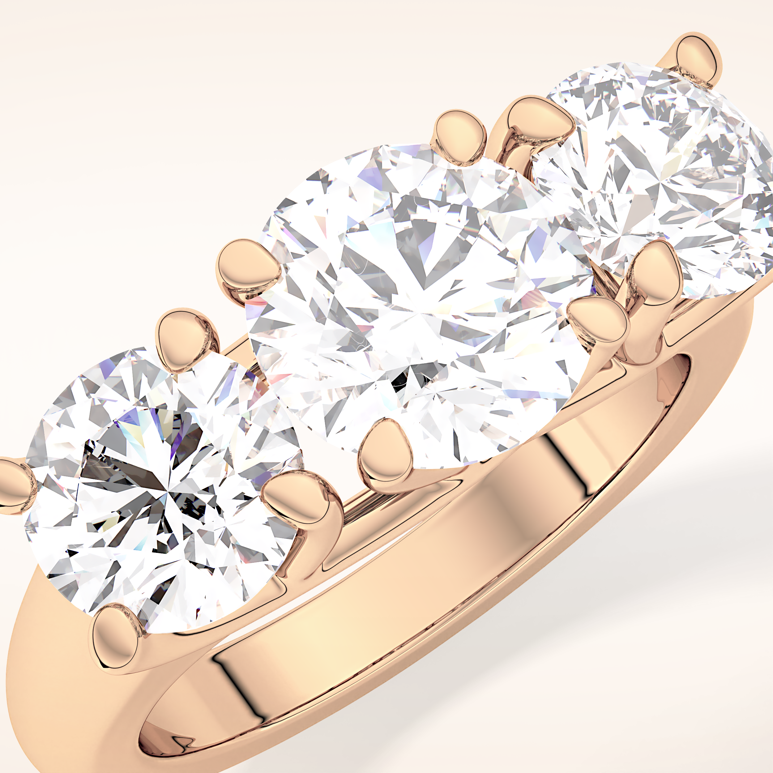 1.92 CT Round Shaped Three Stone Moissanite Engagement Ring
