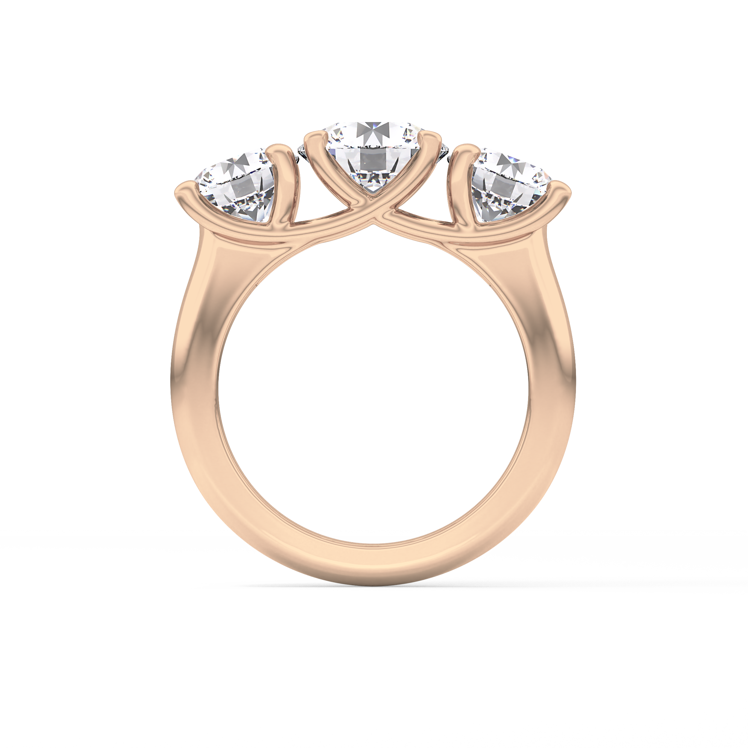 Round Three Stone Lab Grown Diamond Engagement Ring