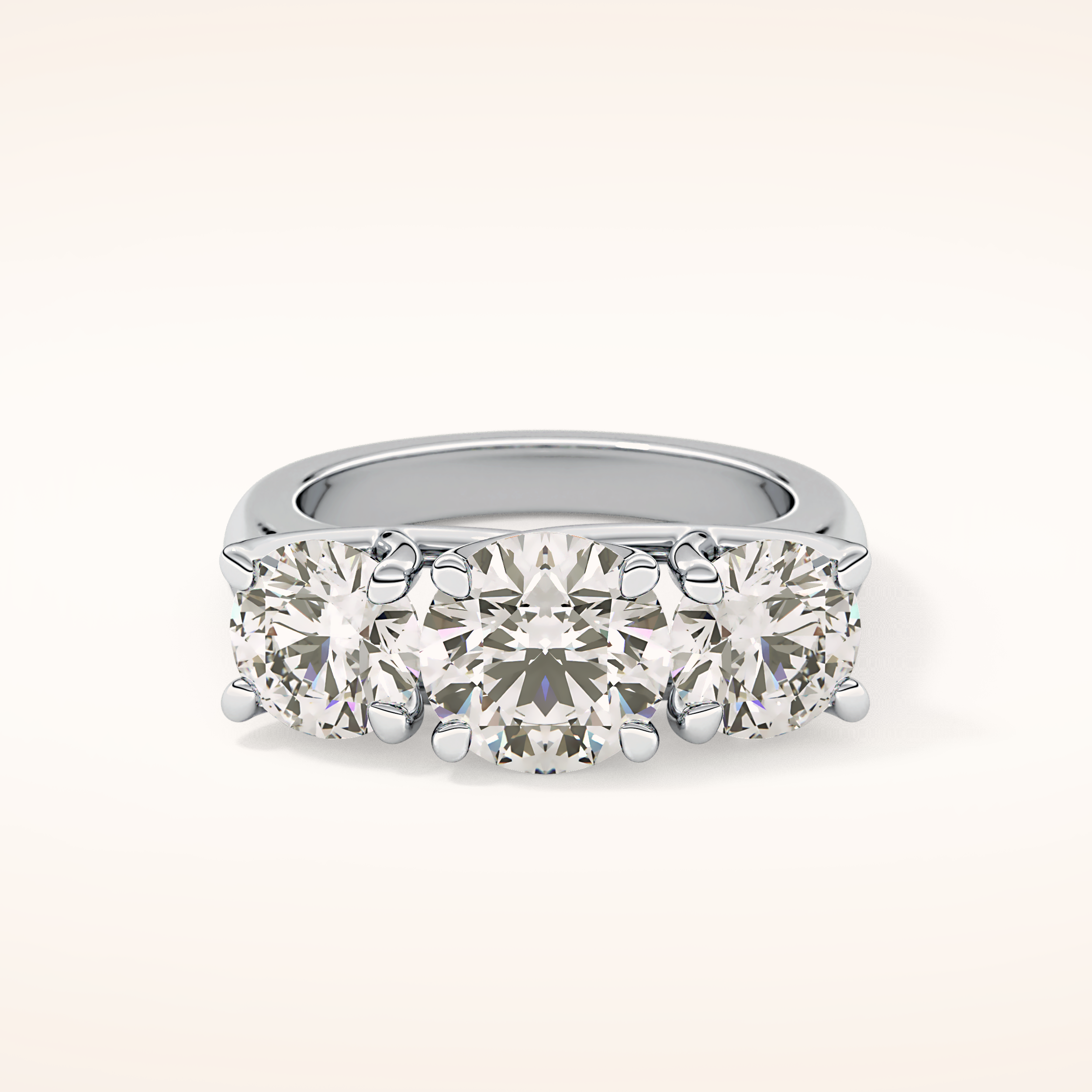 1.92 CT Round Shaped Three Stone Moissanite Engagement Ring
