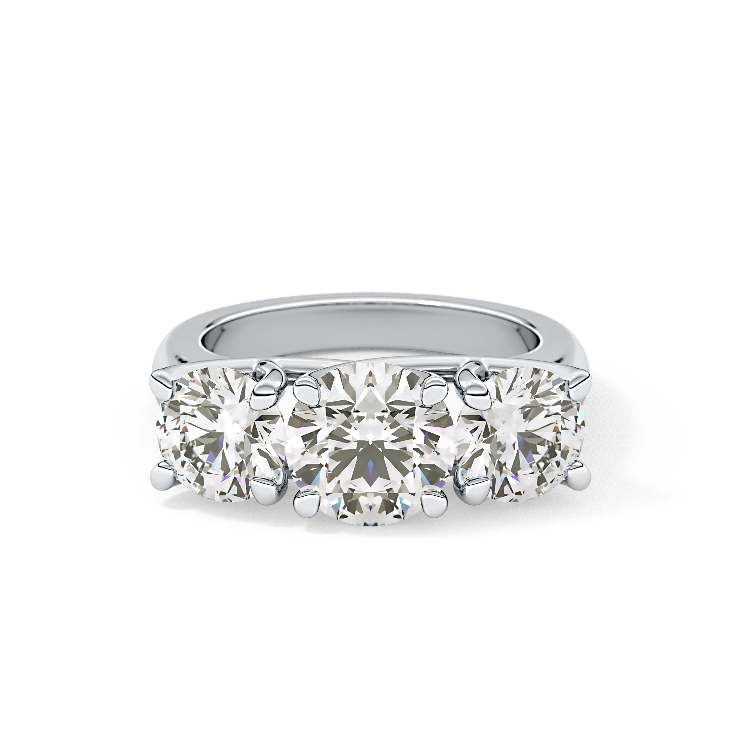 Round Three Stone Lab Grown Diamond Engagement Ring