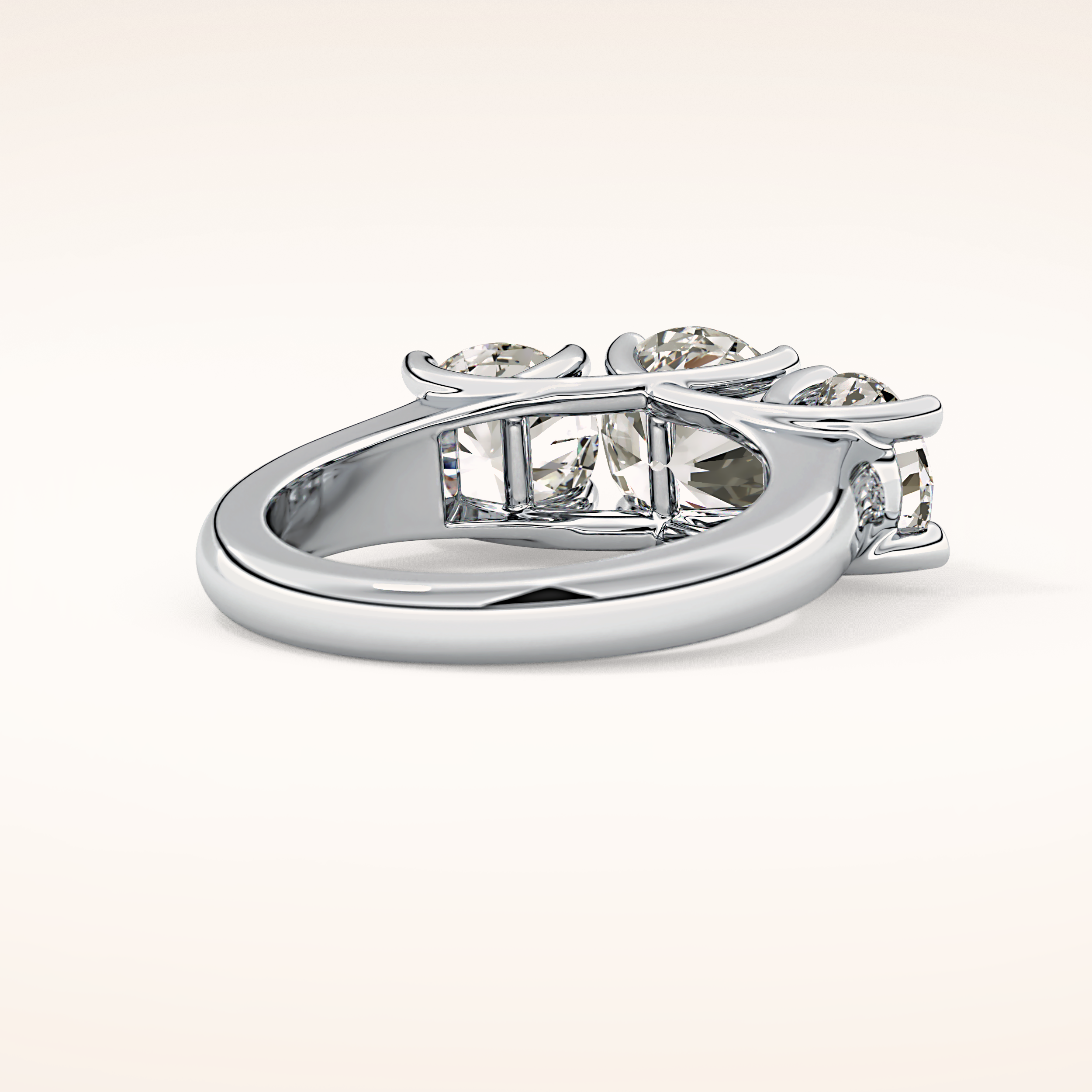 1.92 CT Round Shaped Three Stone Moissanite Engagement Ring