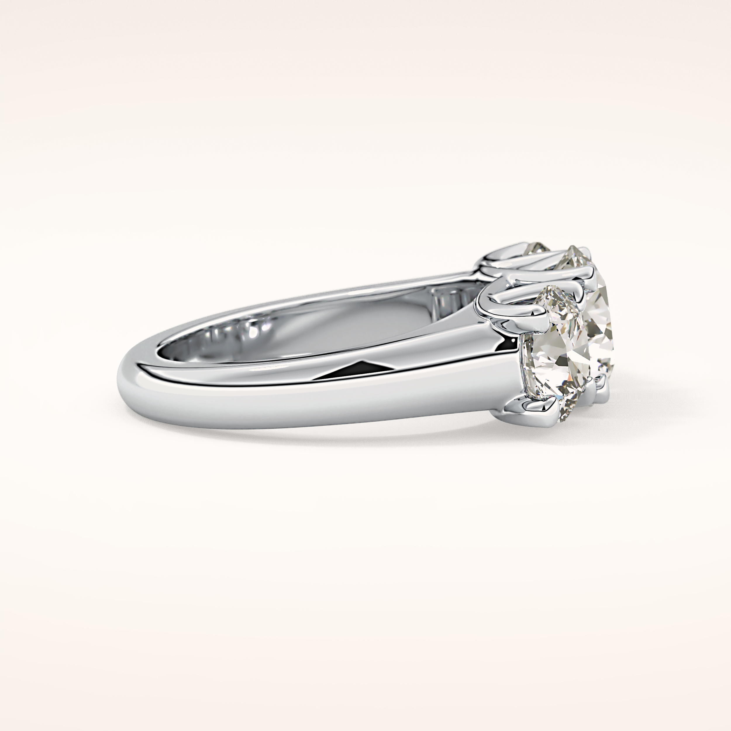 1.92 CT Round Shaped Three Stone Moissanite Engagement Ring