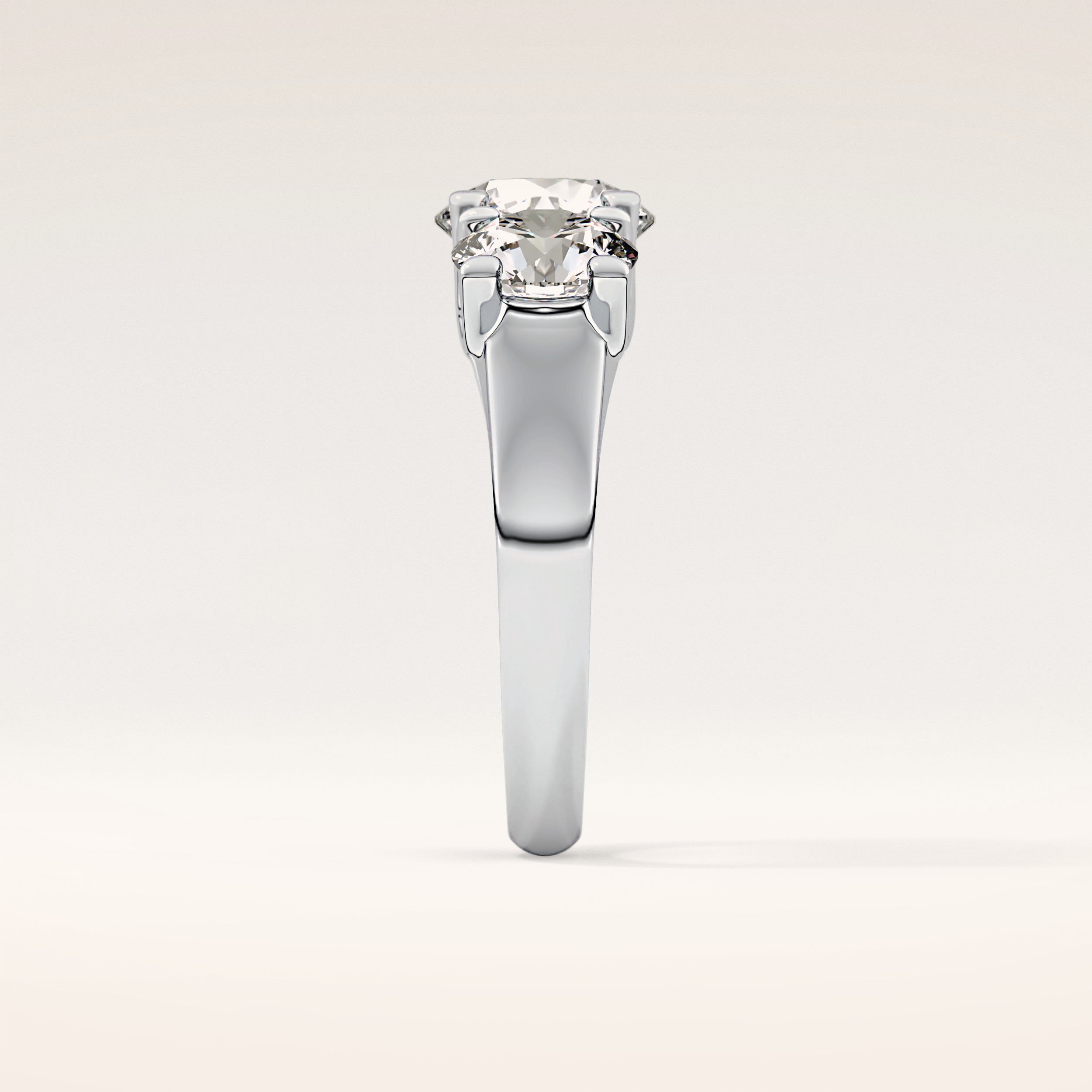 1.92 CT Round Shaped Three Stone Moissanite Engagement Ring