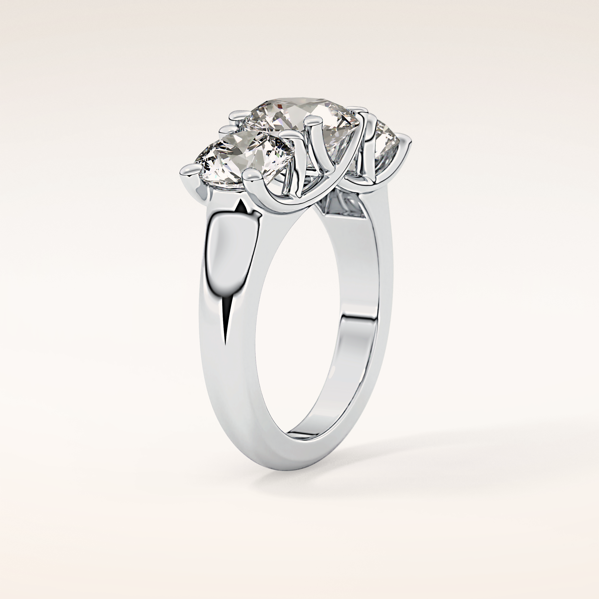 1.92 CT Round Shaped Three Stone Moissanite Engagement Ring