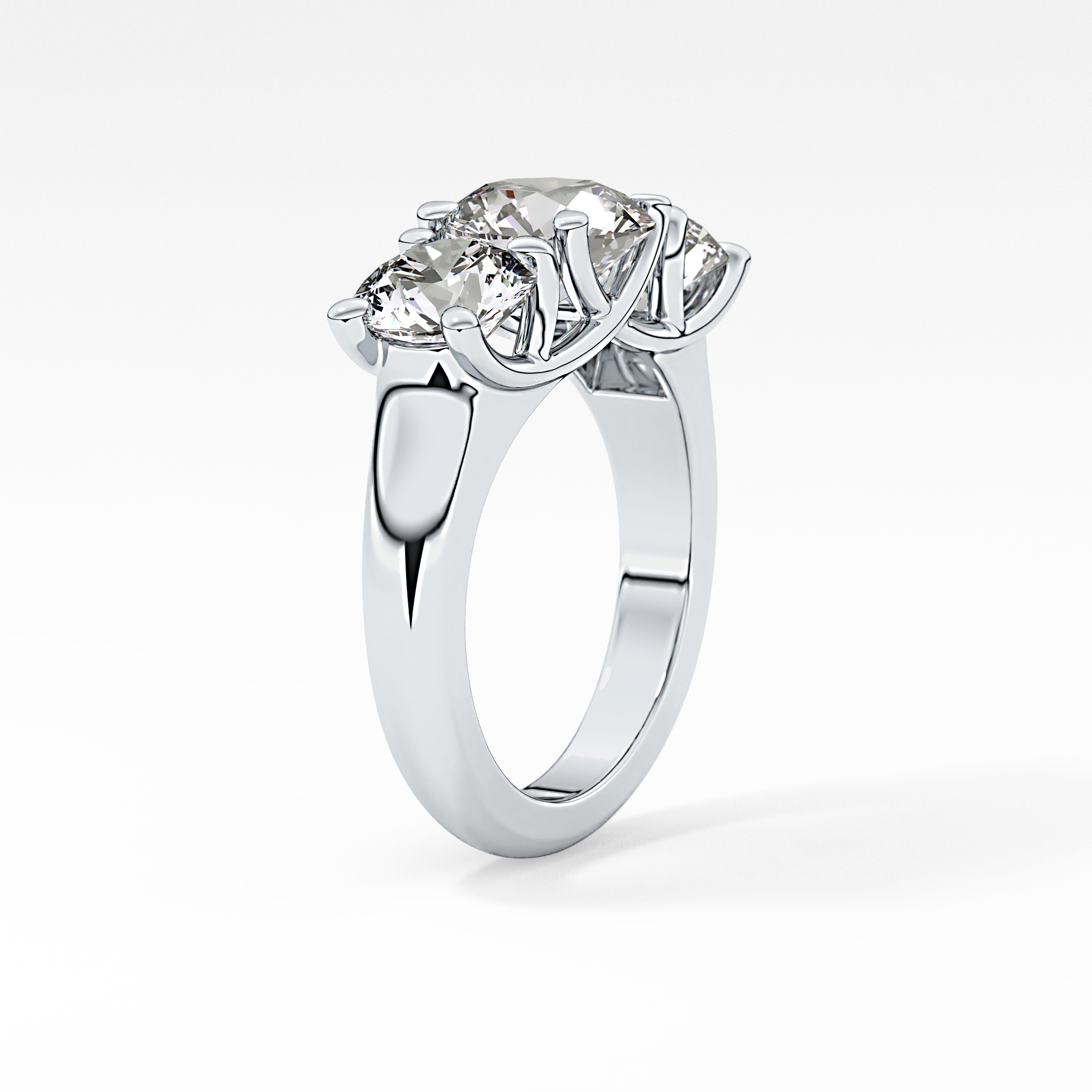 Round Three Stone Lab Grown Diamond Engagement Ring