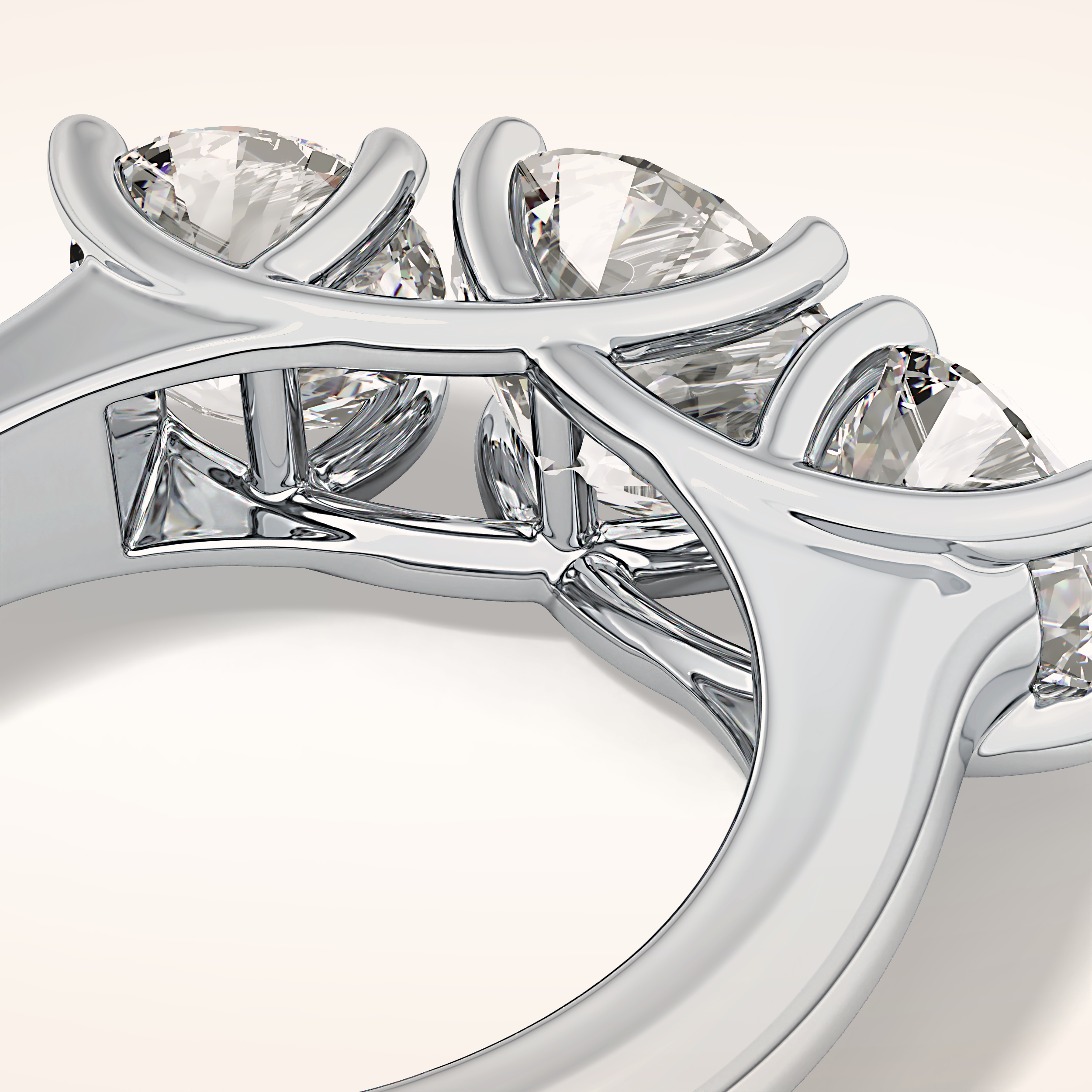 1.92 CT Round Shaped Three Stone Moissanite Engagement Ring