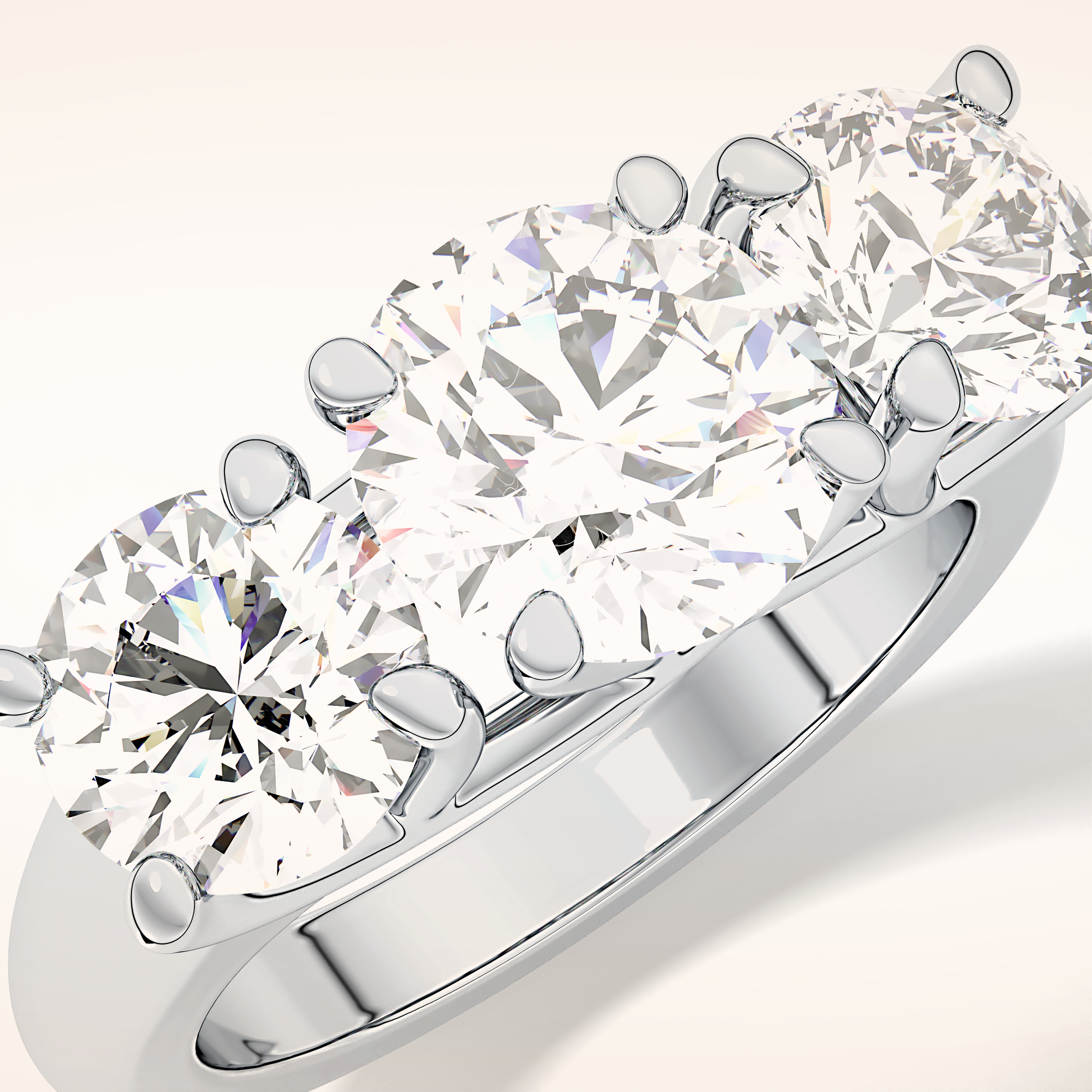 1.92 CT Round Shaped Three Stone Moissanite Engagement Ring