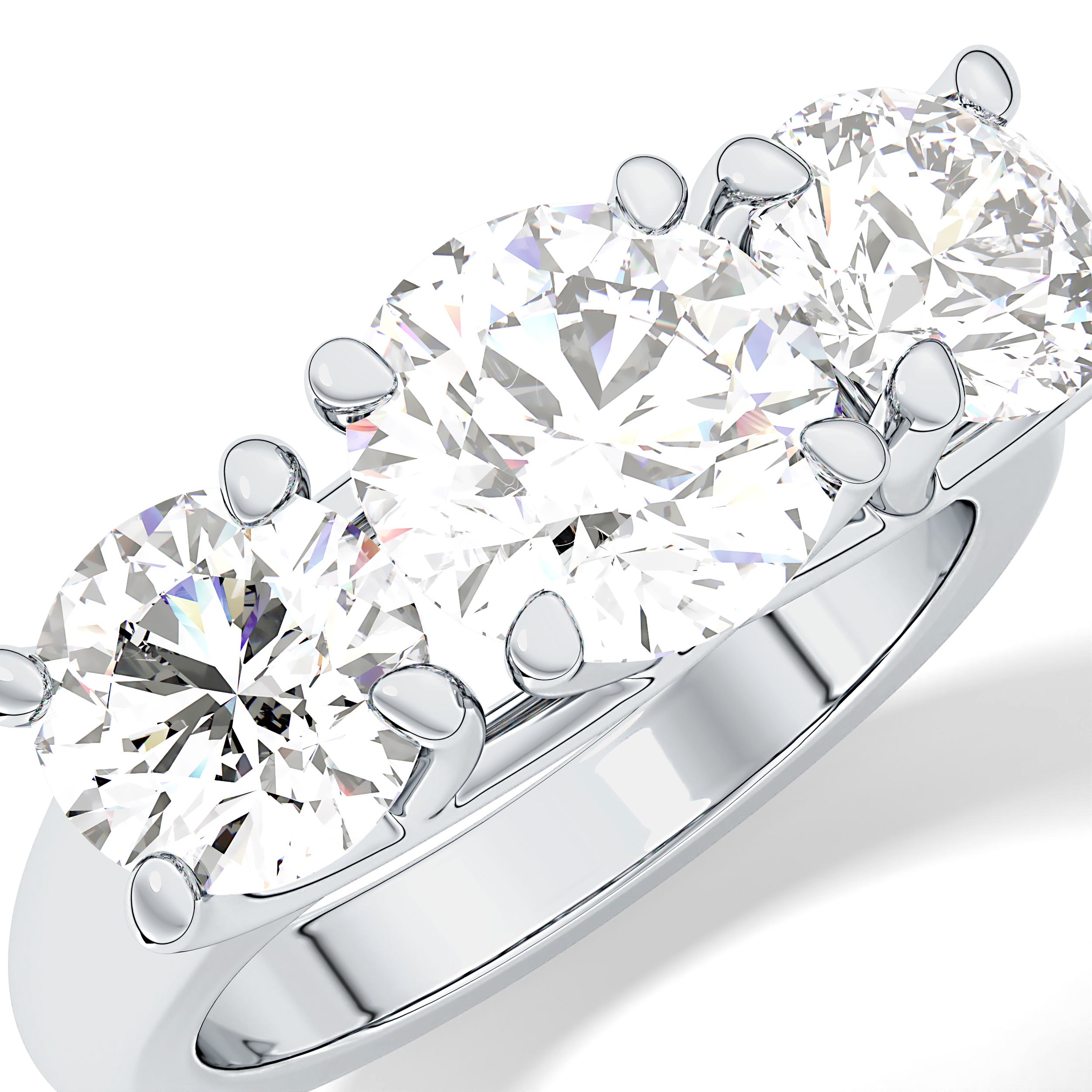 Round Three Stone Lab Grown Diamond Engagement Ring