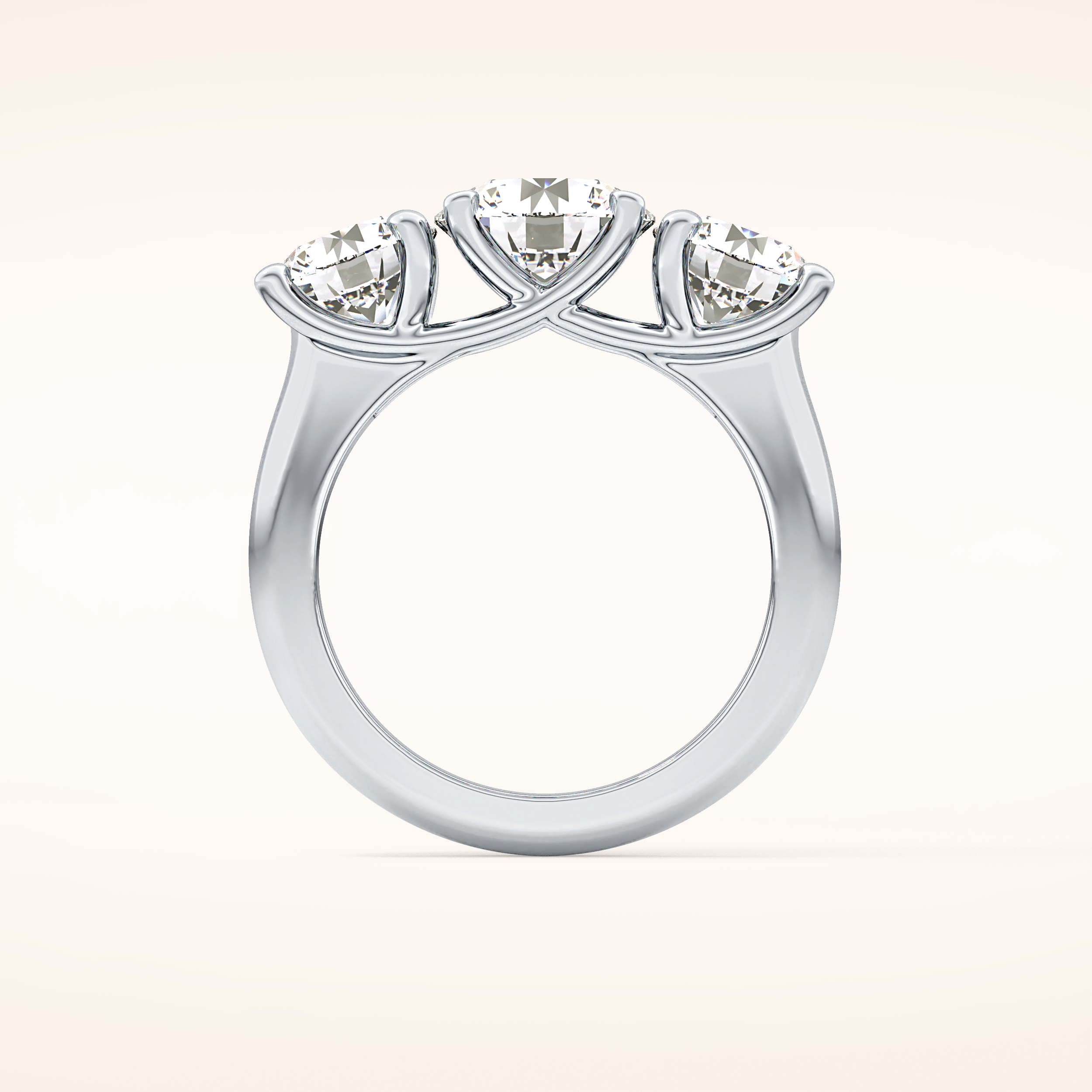 1.92 CT Round Shaped Three Stone Moissanite Engagement Ring