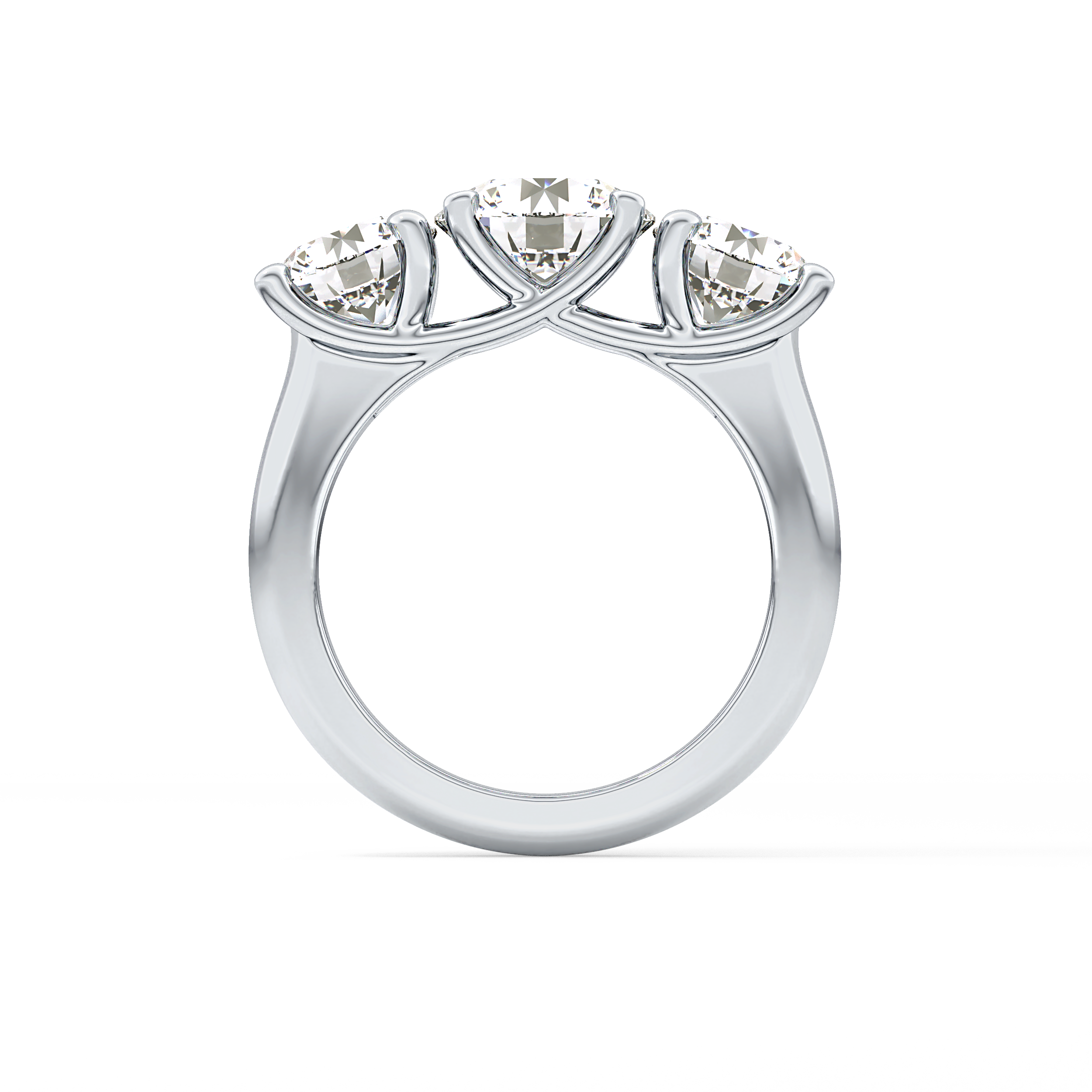 Round Three Stone Lab Grown Diamond Engagement Ring